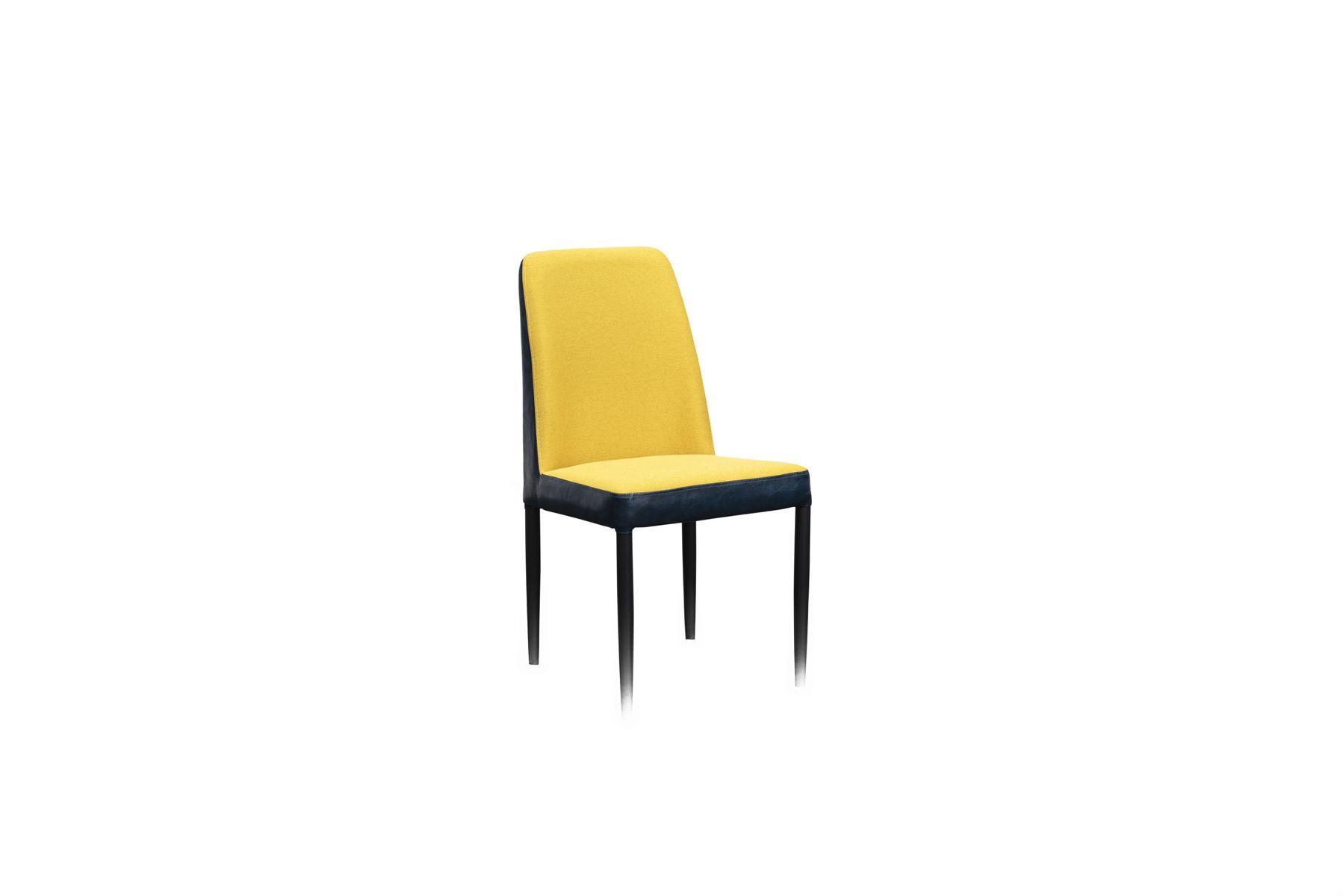 Stuhl 1x Ess Zimmer Polster Stuhl Sessel Fernseh Lounge Club Leder Textil Gelb