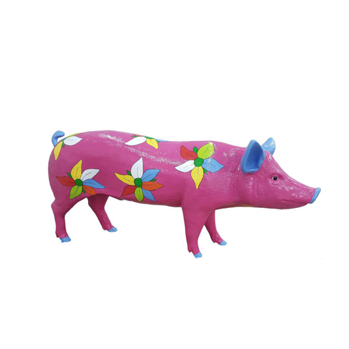 Modern Skulptur Schwein Wurst Kunststoff Dekorative Figur Garten 70x160 Statuen
