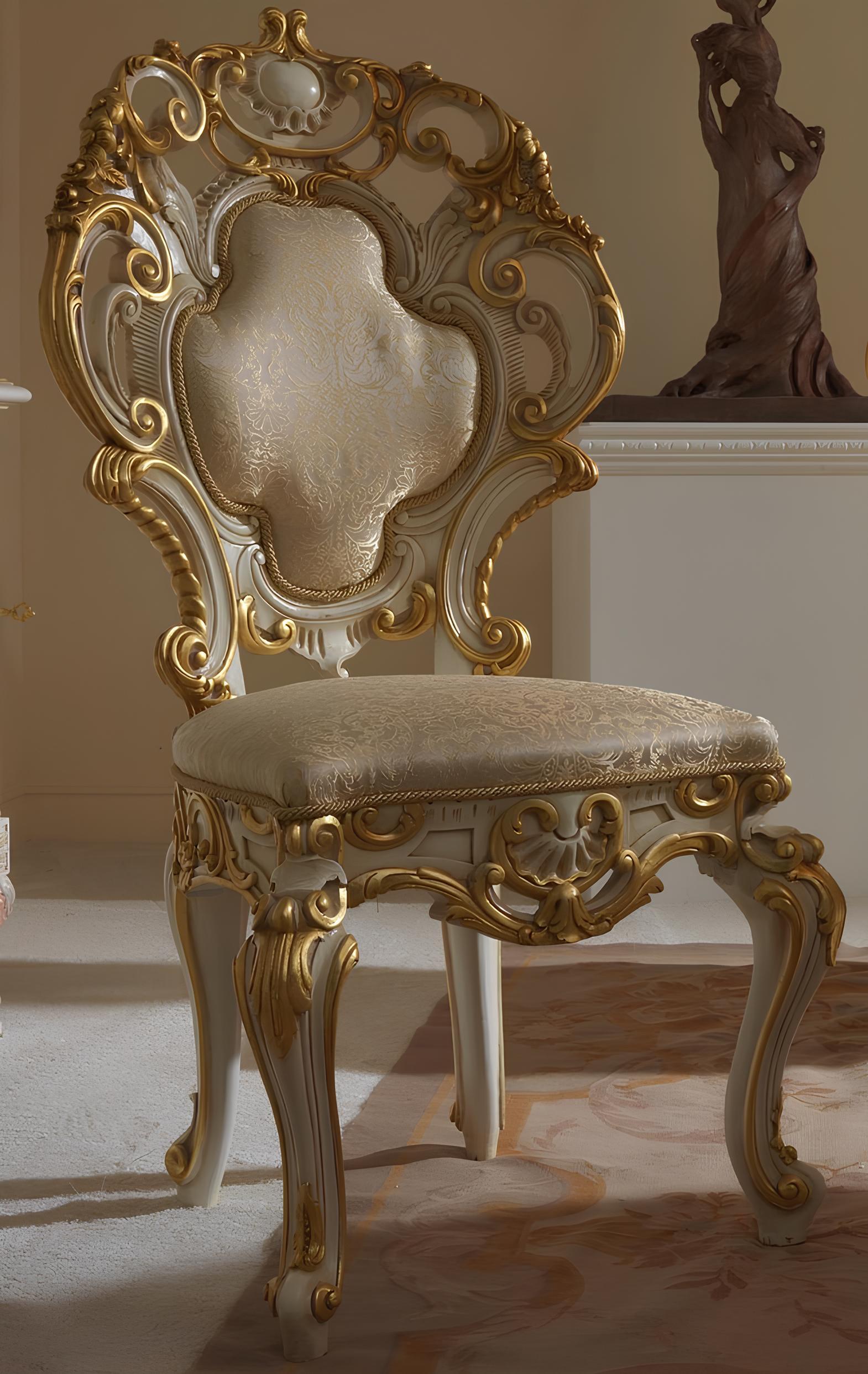 Esszimmer Stühle Holz Luxus Sessel Stuhl Weiß Stühle Wohnzimmer Möbel Barock Neu