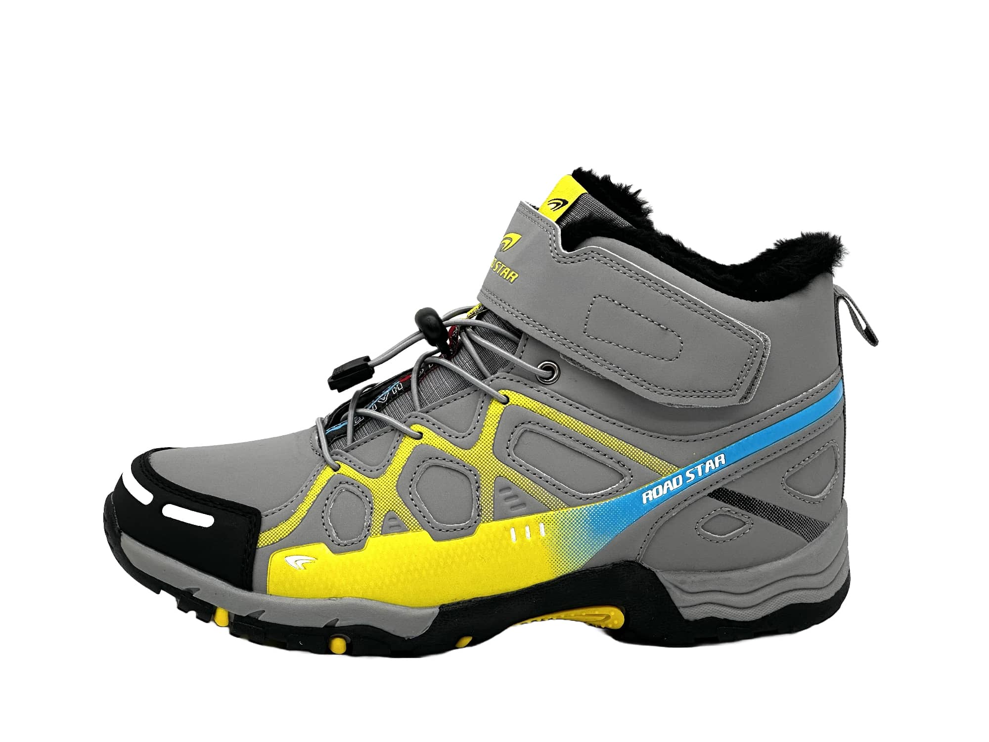 Herren Wanderschuhe gefütterter Stifel Grau-Schwarz-Weiß 36