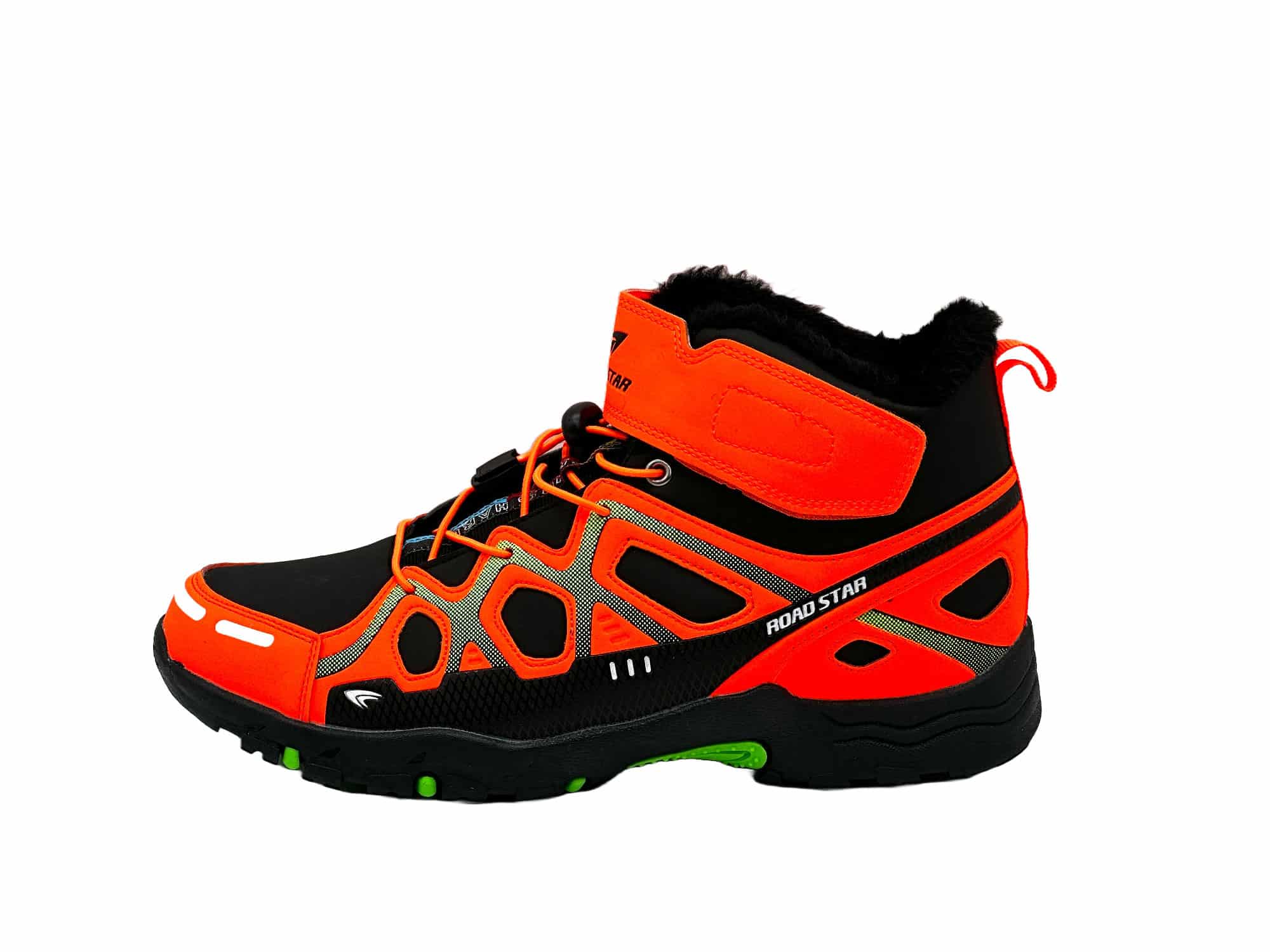 Herren Wanderschuhe gefütterter Stifel Schwarz-Orange-Grün 36