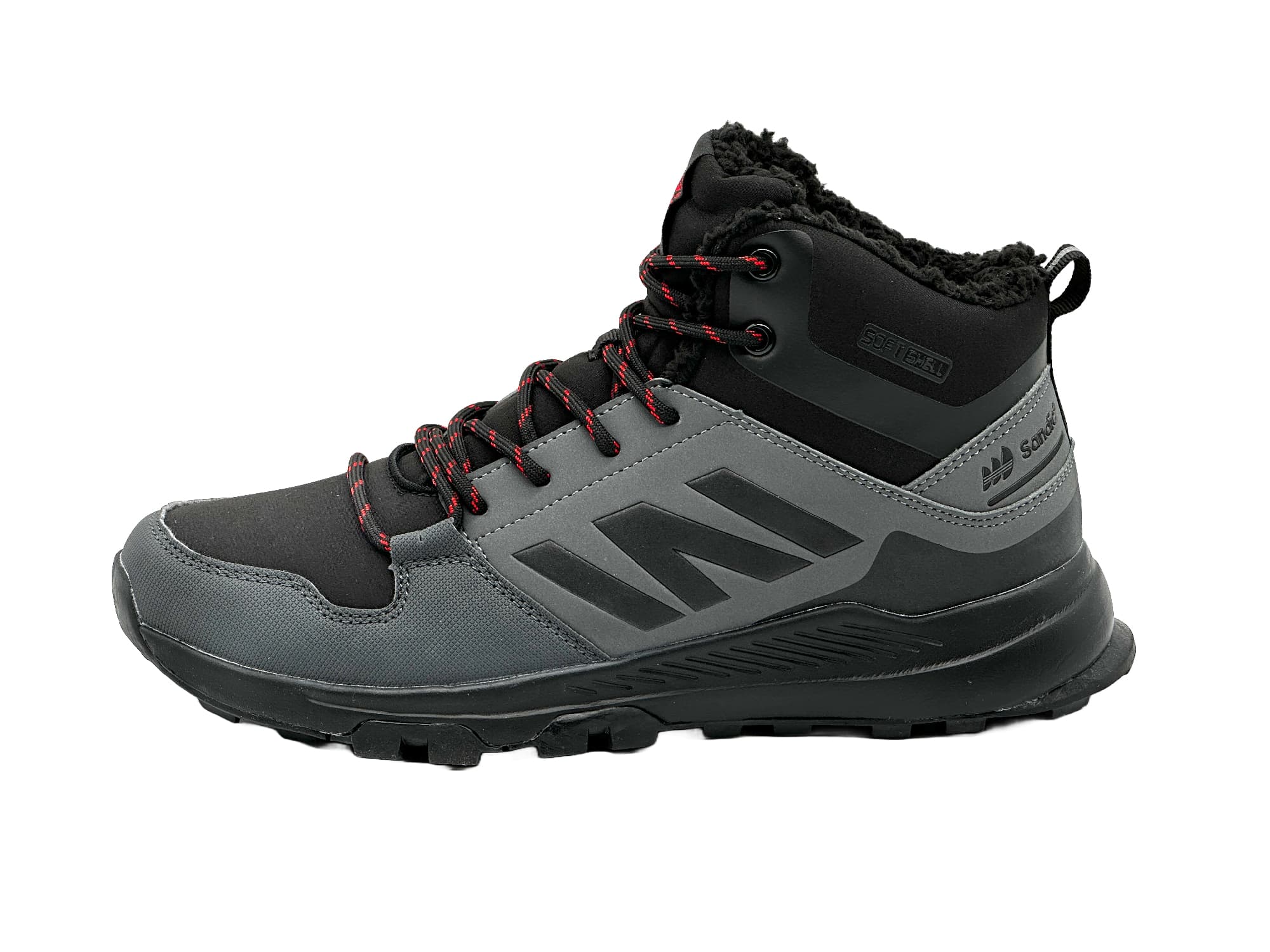 gefütterte Wanderschuhe warm Dunkelgrau-Schwarz-Rot 41