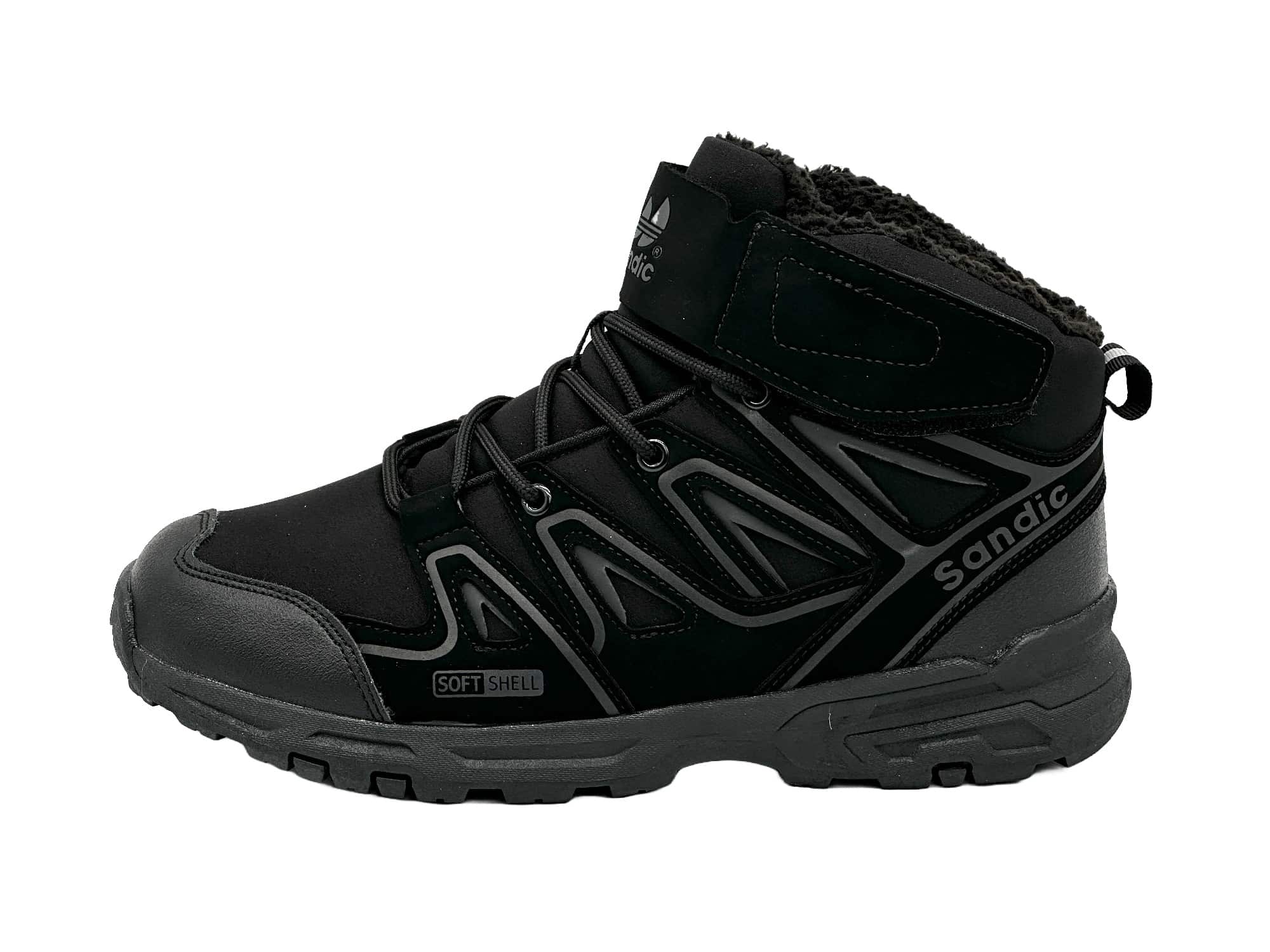 Winter Trekkingschuhe Gefütterte Boots Schwarz-Dunkelgrau 36