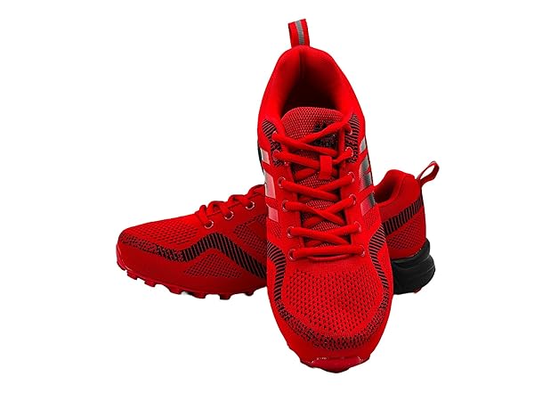 Wildora Damen Herren Wanderschuhe Bequeme Trail Running Trekkingschuhe Rot Schwarz 36 EU