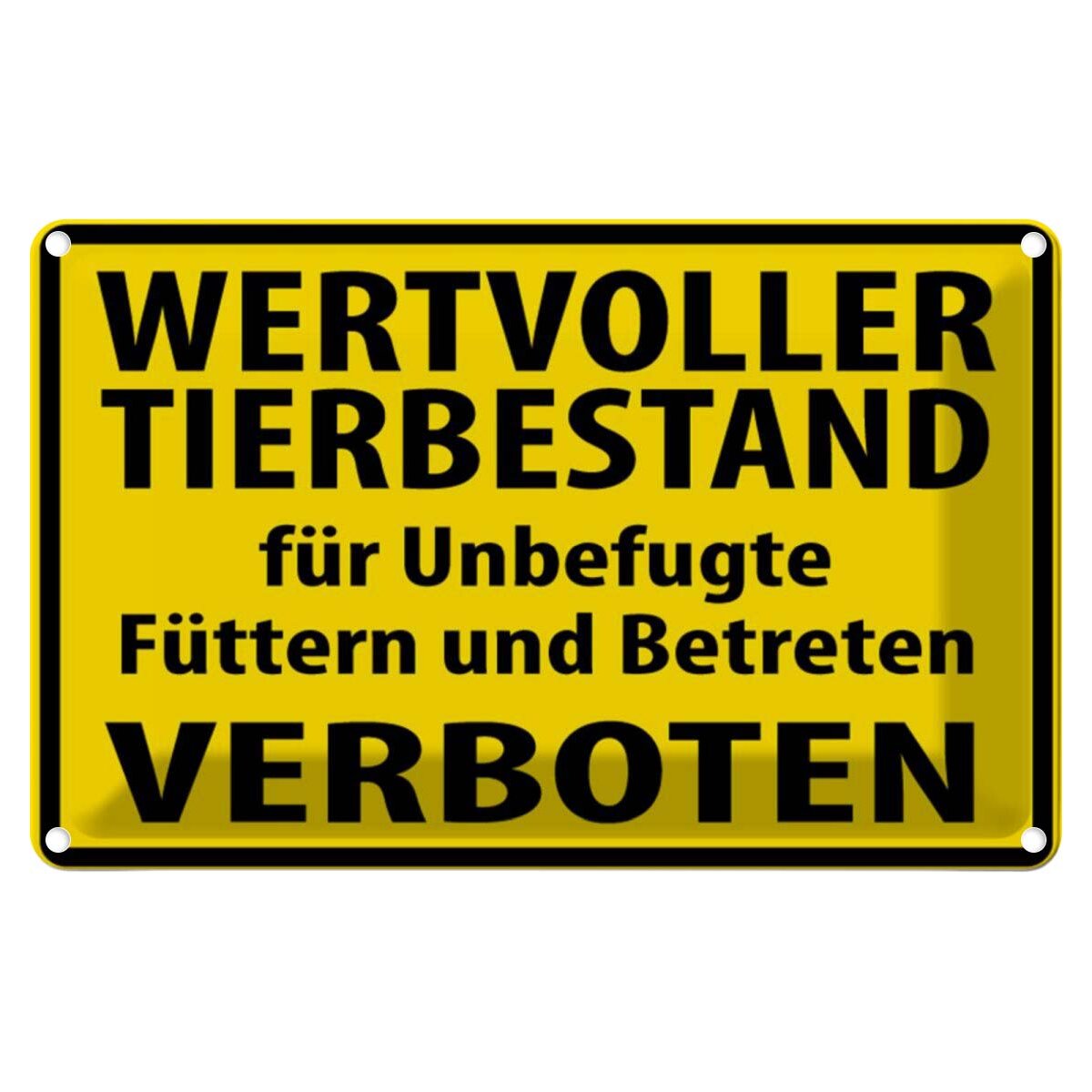 Blechschild 20x30 cm Wertvoller Tierbestand Warnschild Hinweisschild Tier Haustier Sicherheit Vorsicht
