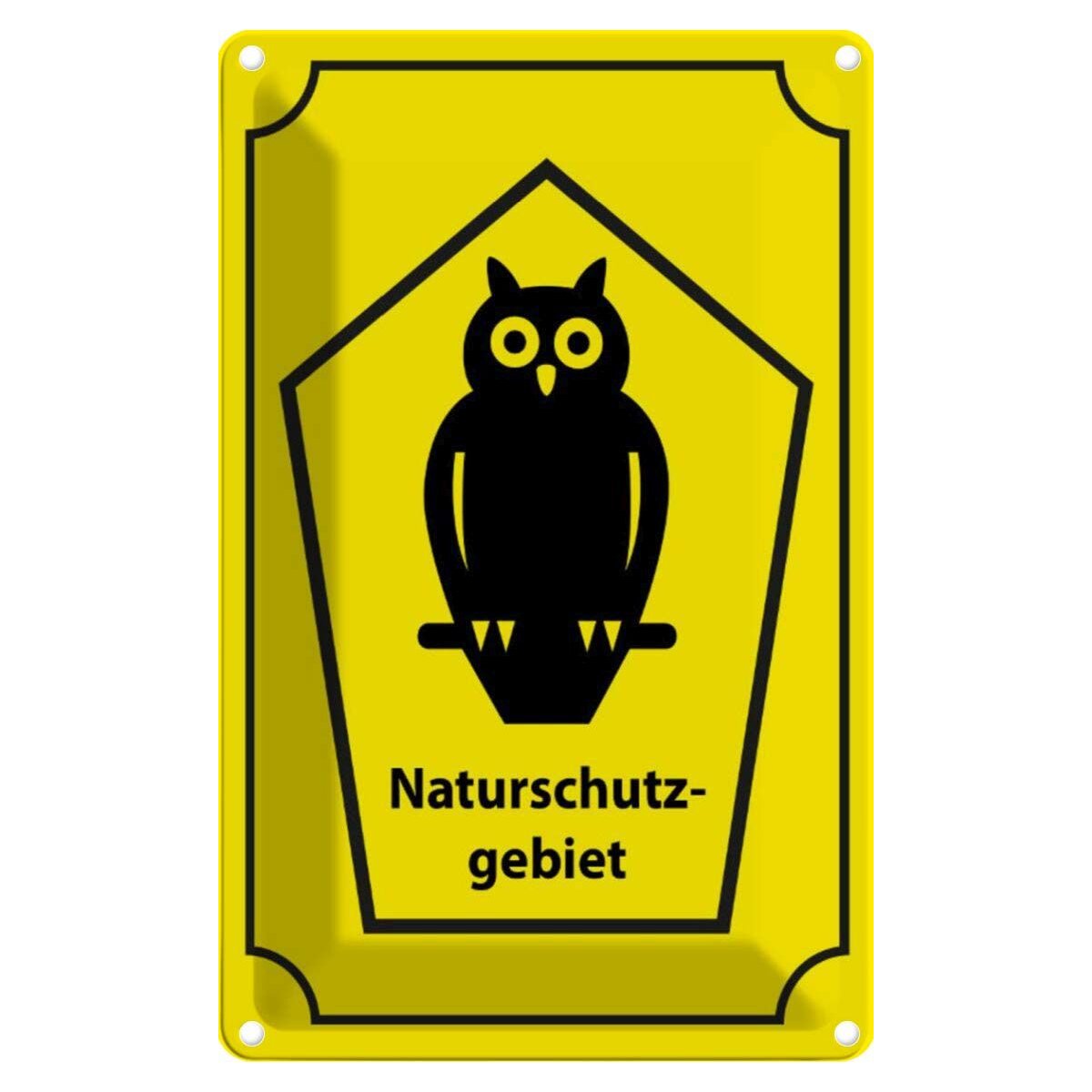 Blechschild 30x20 cm Naturschutzgebiet Eule Dekoration Warnschild Hinweisschild Sicherheit Vorsicht