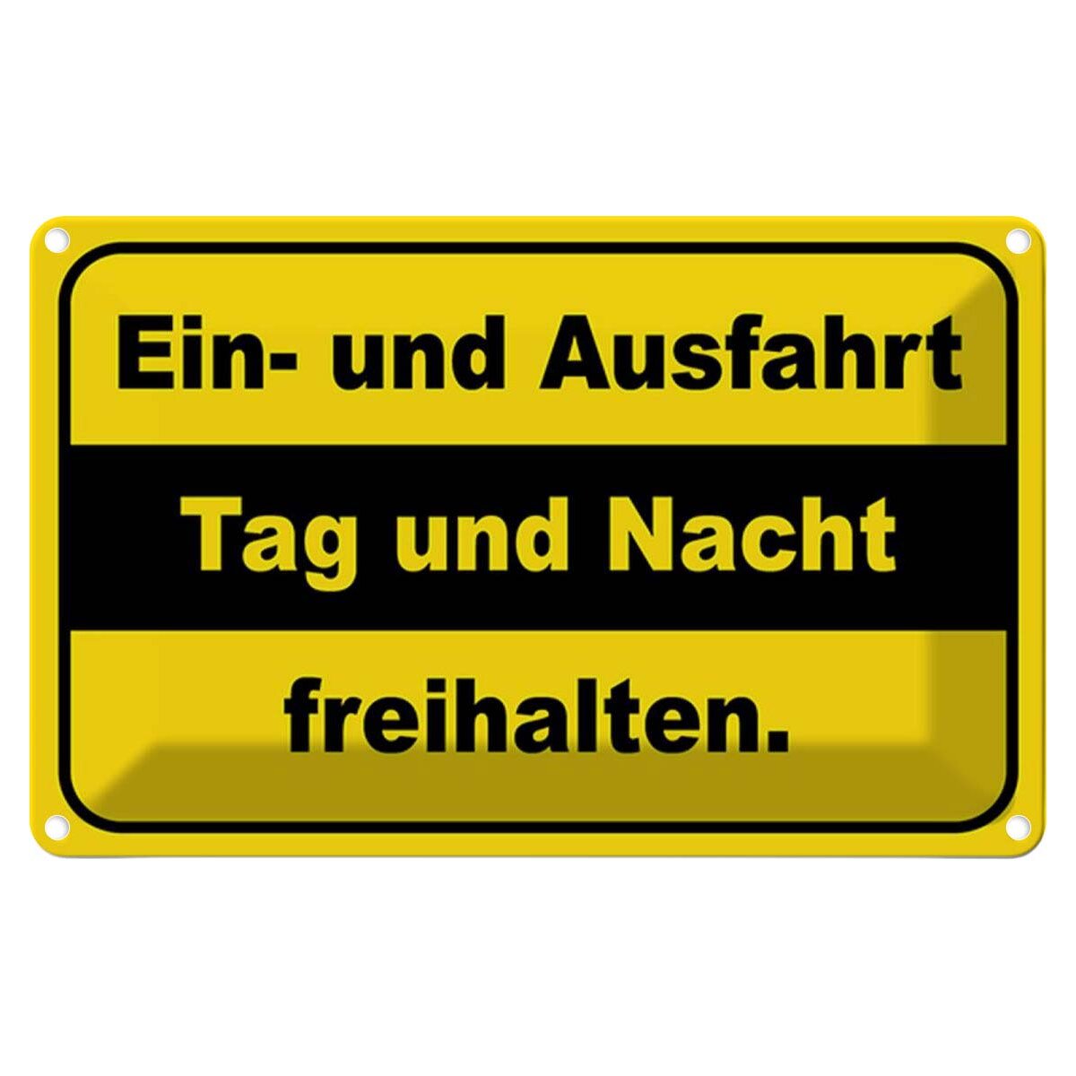 Blechschild 12x18 cm Ausfahrt Tag Nacht freihalten Dekoration Warnschild Hinweisschild Sicherheit Vorsicht