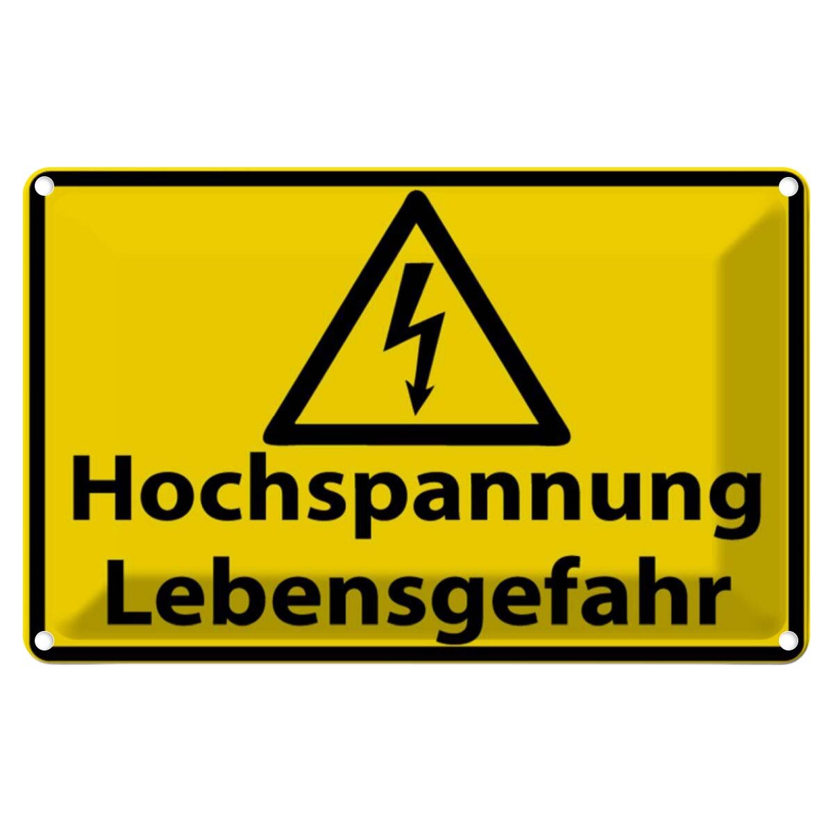 Blechschild 12x18 cm Hochspannung Lebensgefahr Dekoration Warnschild Hinweisschild Sicherheit Vorsicht
