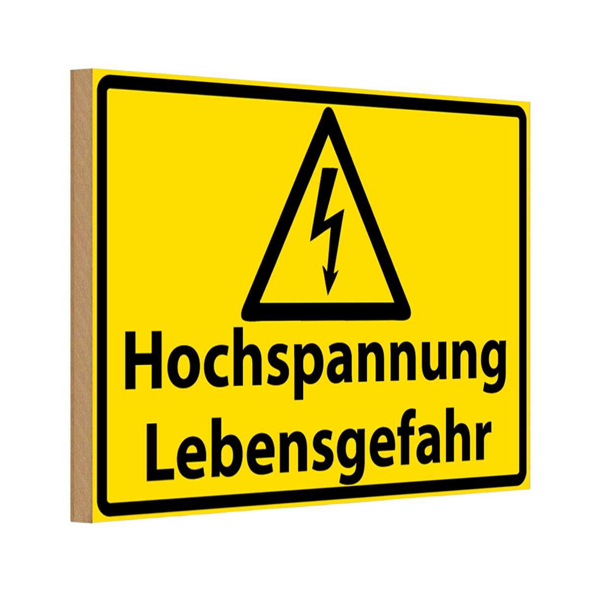 Holzschild 12x18 cm Hochspannung Lebensgefahr Dekoration