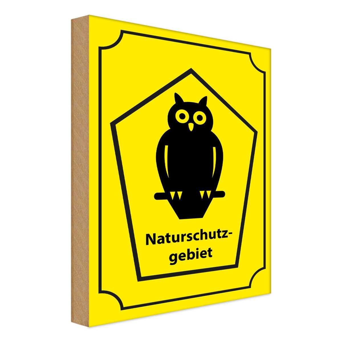 Holzschild 18x12 cm Naturschutzgebiet Eule Dekoration
