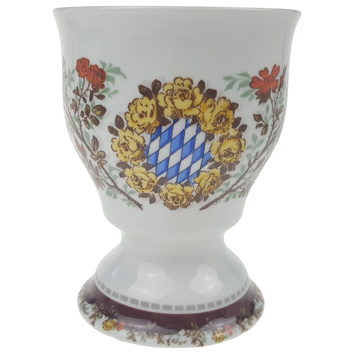Kaffeetasse Becher Pharisäertasse Kaffeebecher Kakaobecher auf Fuß Kurt Hammer Blumendekor Bunt Bayern gebraucht - sehr gut