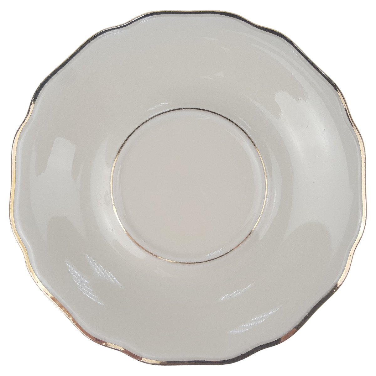 Untertasse für Tee 14,5 cm Schaller Goldrand elfenbein Beige gebraucht - gut