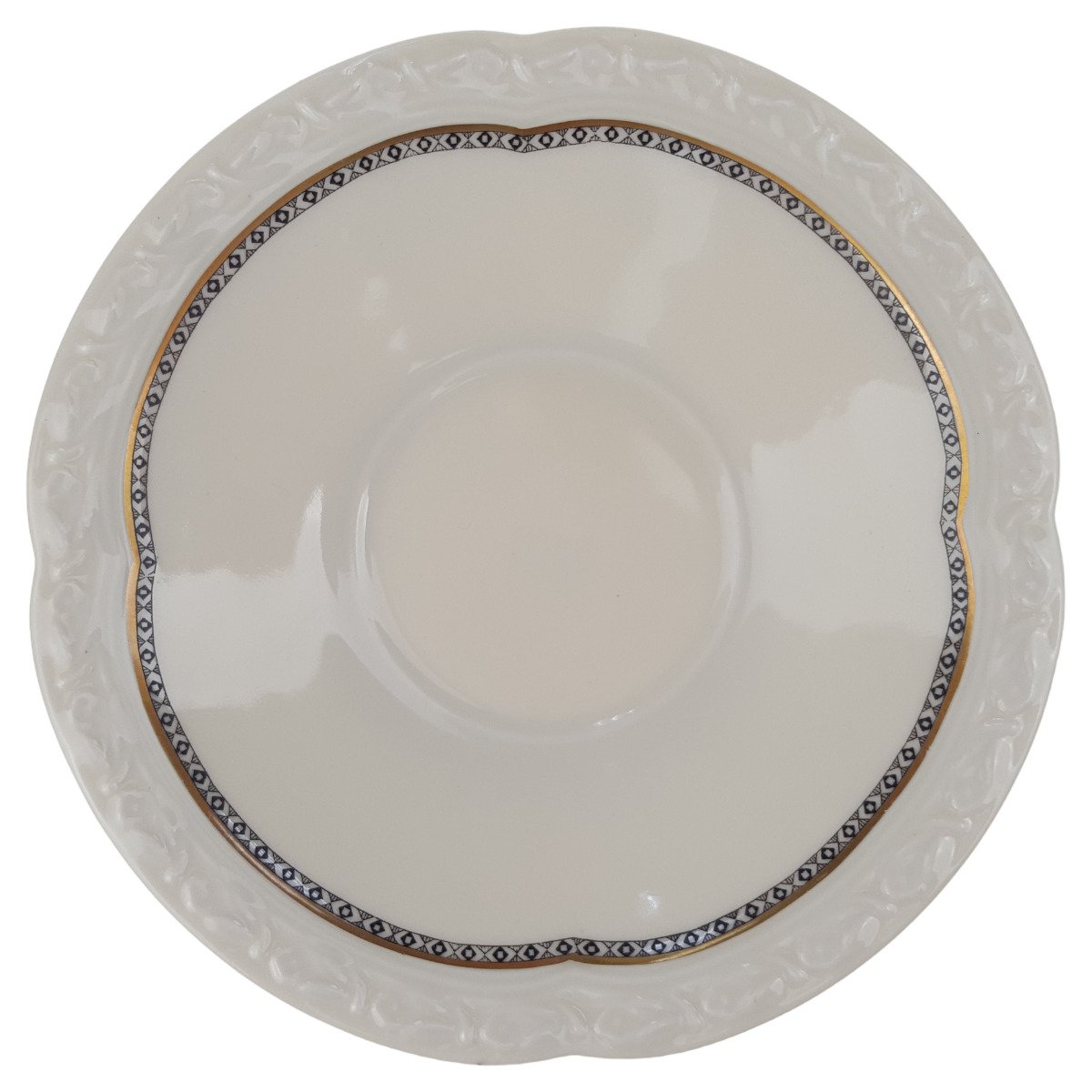 Untertasse für Tee 15 cm Edelstein Frauenlob Elfenbein Goldrand 6965 gebraucht - sehr gut