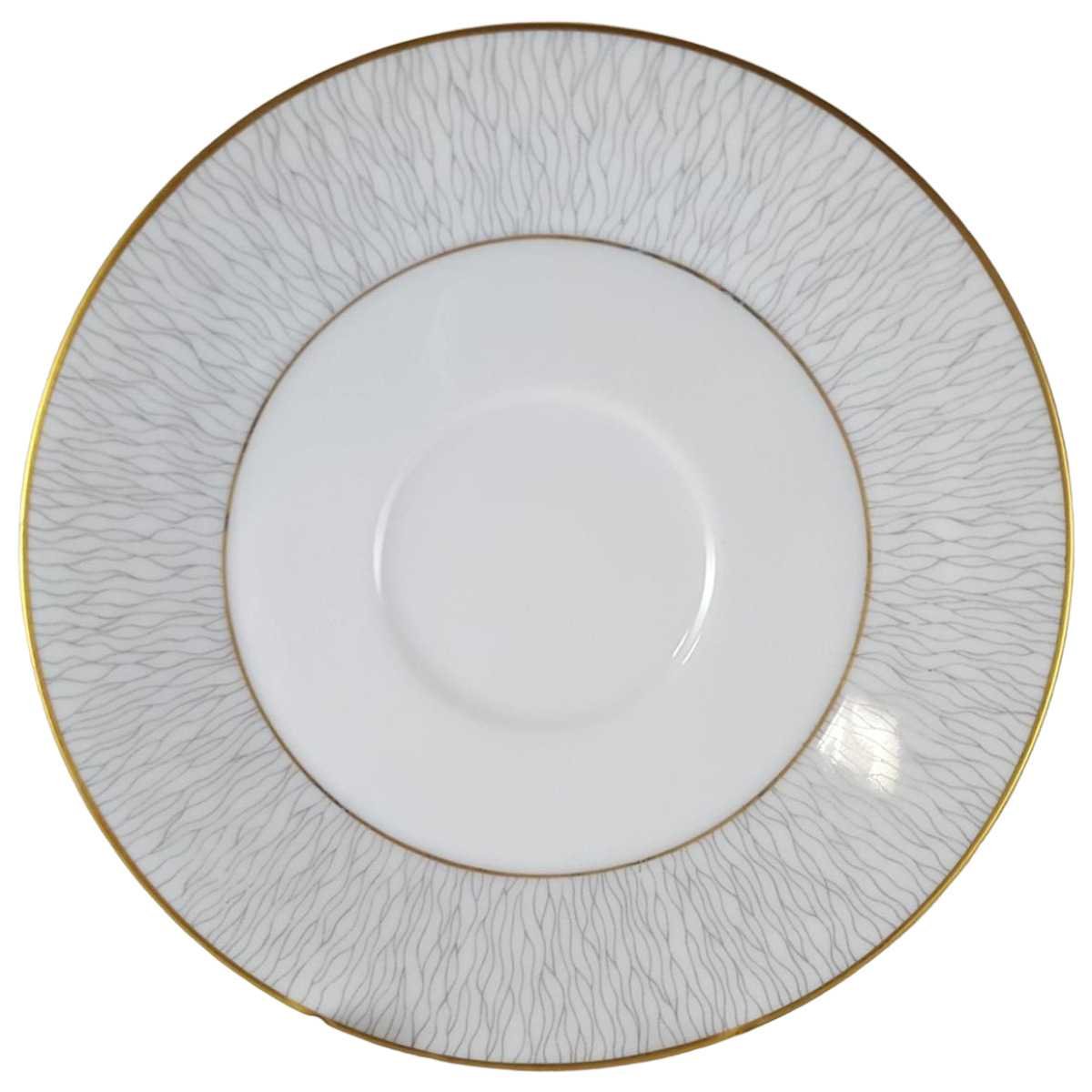 Untertasse für Tee 15,2 cm Königl. pr. Tettau Ria 1347 grauer Rand Grau gebraucht - gut