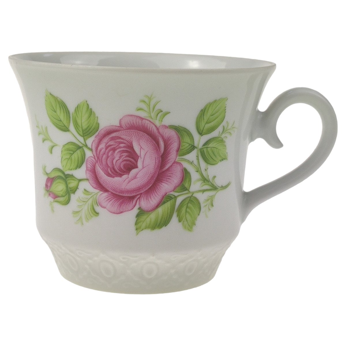 Kaffeetasse mit Untertasse Tasse & Schumann Arzberg Reliefrand rosa Rose gebraucht - gut