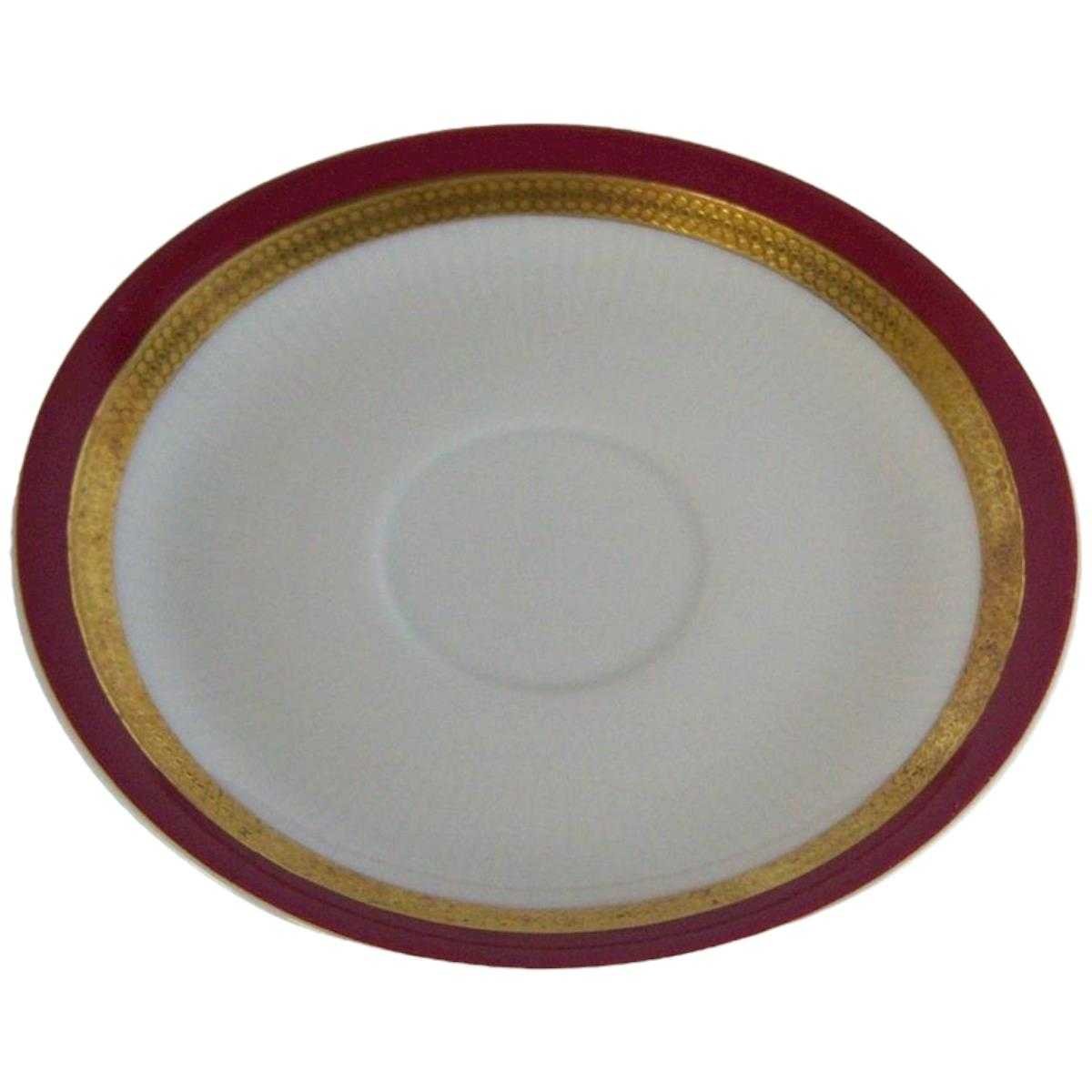 Untertasse für Kaffee Goldrand 14,8 cm Mitterteich Form 870 Rot gebraucht - gut