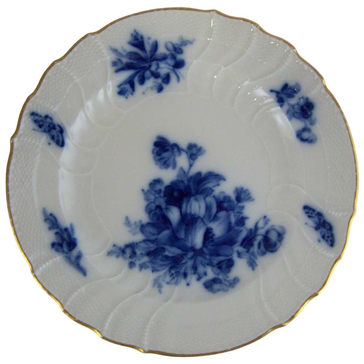Suppenteller Goldrand 24,3 cm KPM Berlin Neuosier Blaue Blumen gebraucht - gut