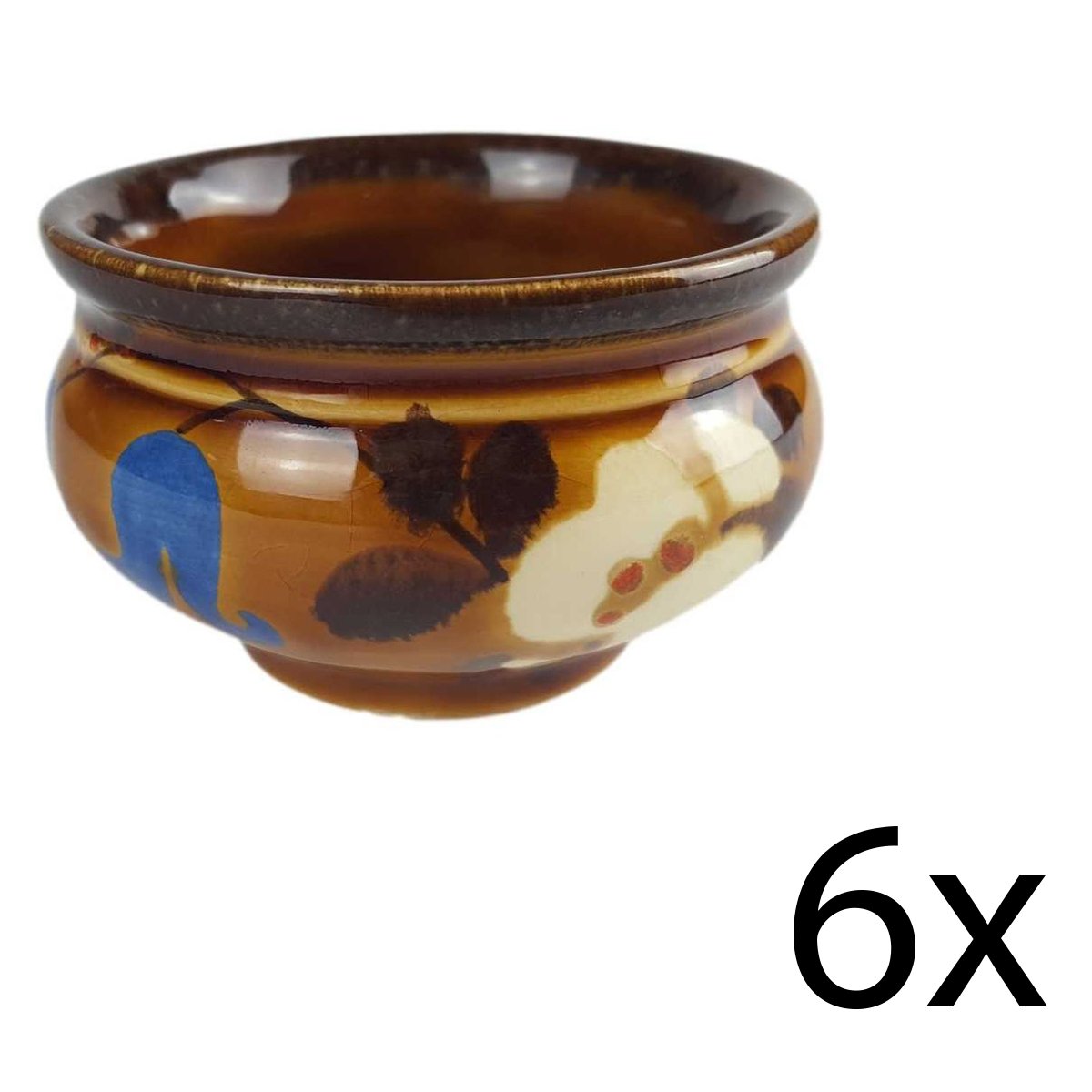 6er Set Dipschale 0,05 L Schramberg Unbestimmten Formen Blumendekor braun Blumen gebraucht - sehr gut