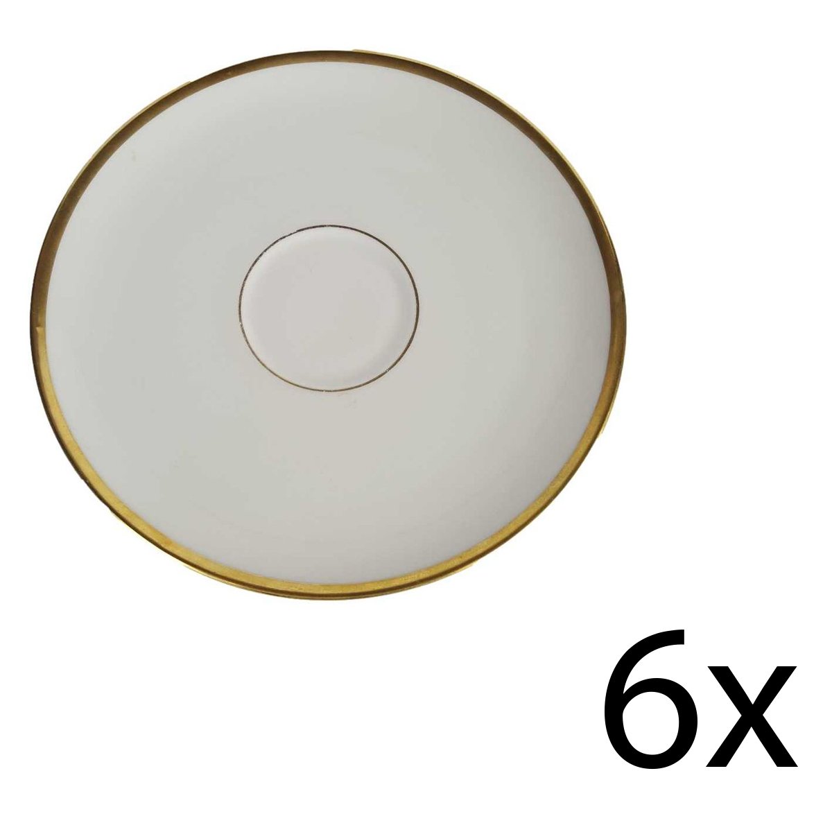 6er Set Untertasse Goldrand 15,5 cm Kaiser Porzellan Alka Kunst 2007 Elfenbein Bavaria gebraucht - gut
