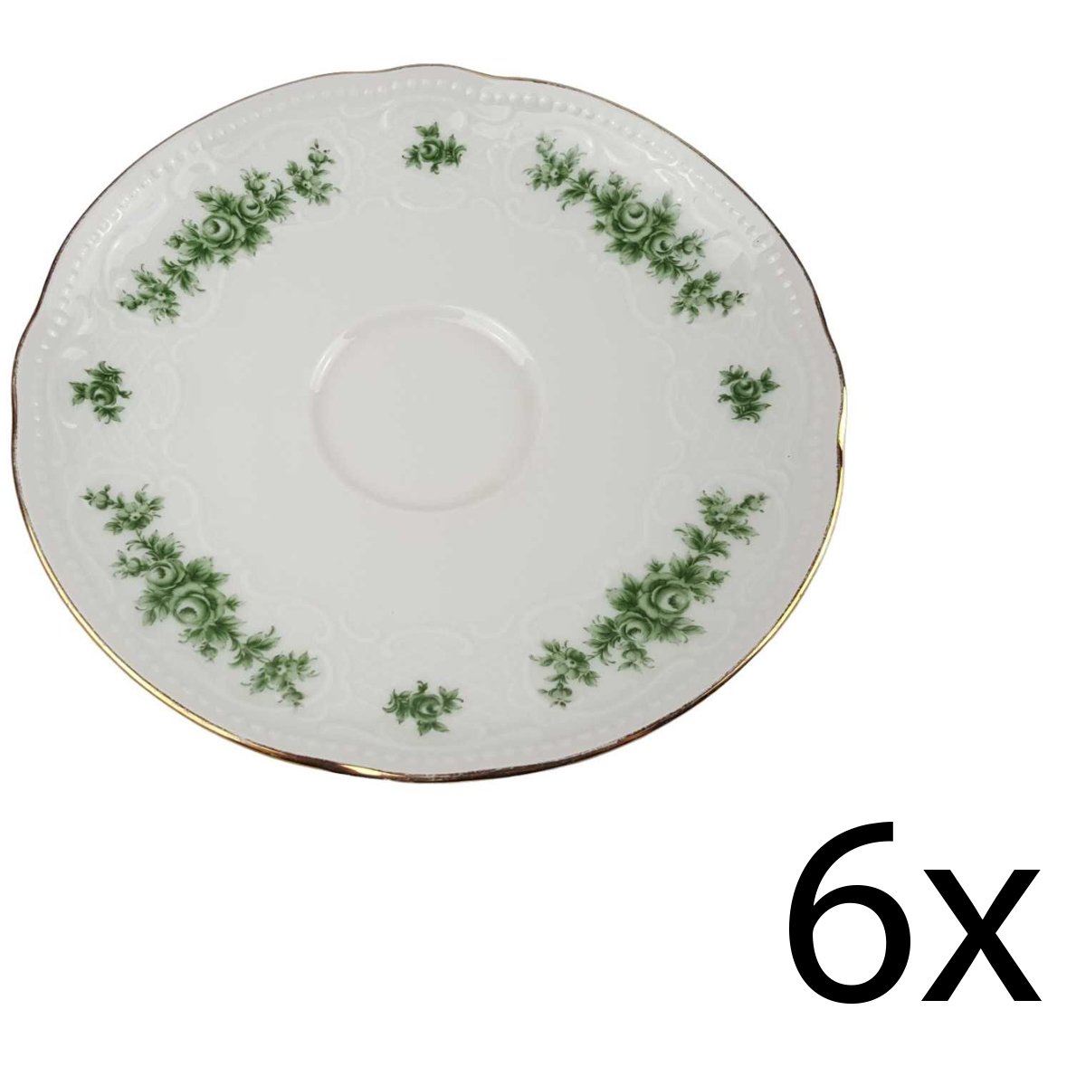 6er Set Untertasse für Kaffee 14,7 cm Seltmann Weiden Wien Grüne Rose gebraucht - gut