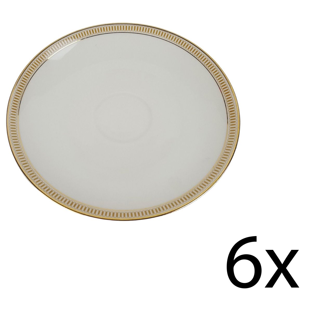 6er Set Untertasse für Tee Goldrand 15,7 cm Hutschenreuther Unbestimmten Formen Golddekor Elfenbein gebraucht - gut
