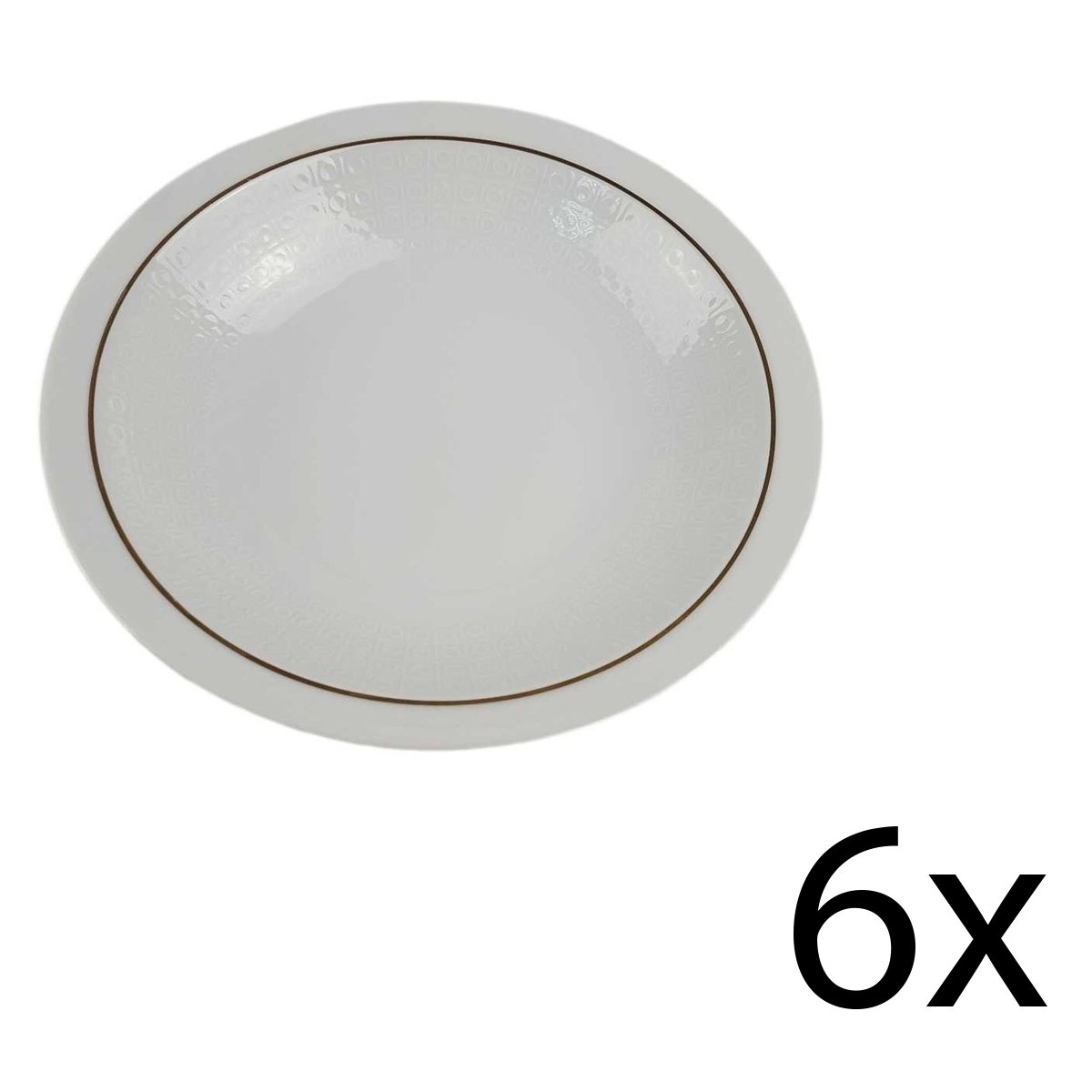 6er Set Suppenteller Goldrand 22,1 cm AK Kaiser Porzellan Form 40 Reliefdekor gebraucht - gut