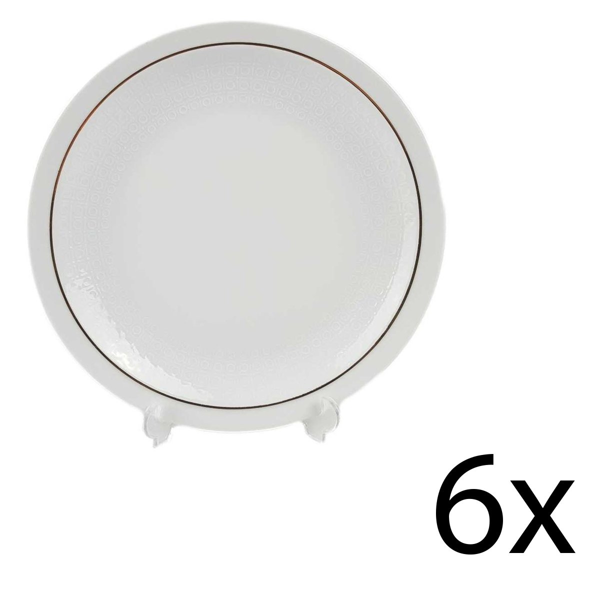 6er Set Speiseteller Essteller Goldrand 24,8 cm AK Kaiser Porzellan Form 40 Reliefdekor gebraucht - gut