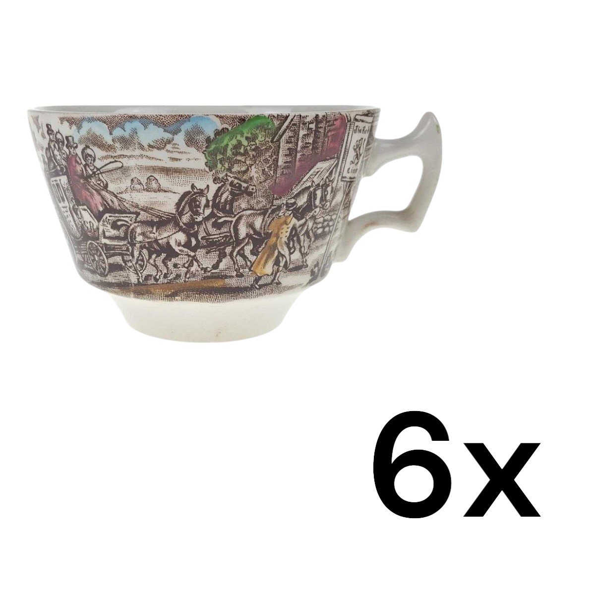 6er Set Teetasse 0,25 L Wood & Sons England The Post House Bunt Historismus