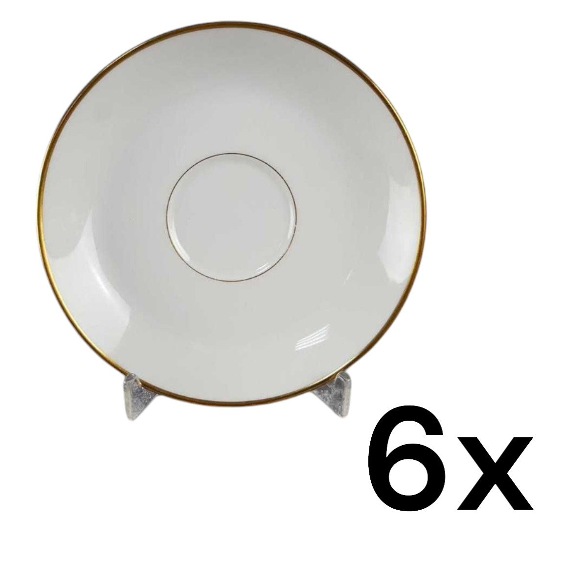 6er Set Untertasse für Kaffee Goldrand 14 cm Zeh Scherzer Rillenrelief 1750