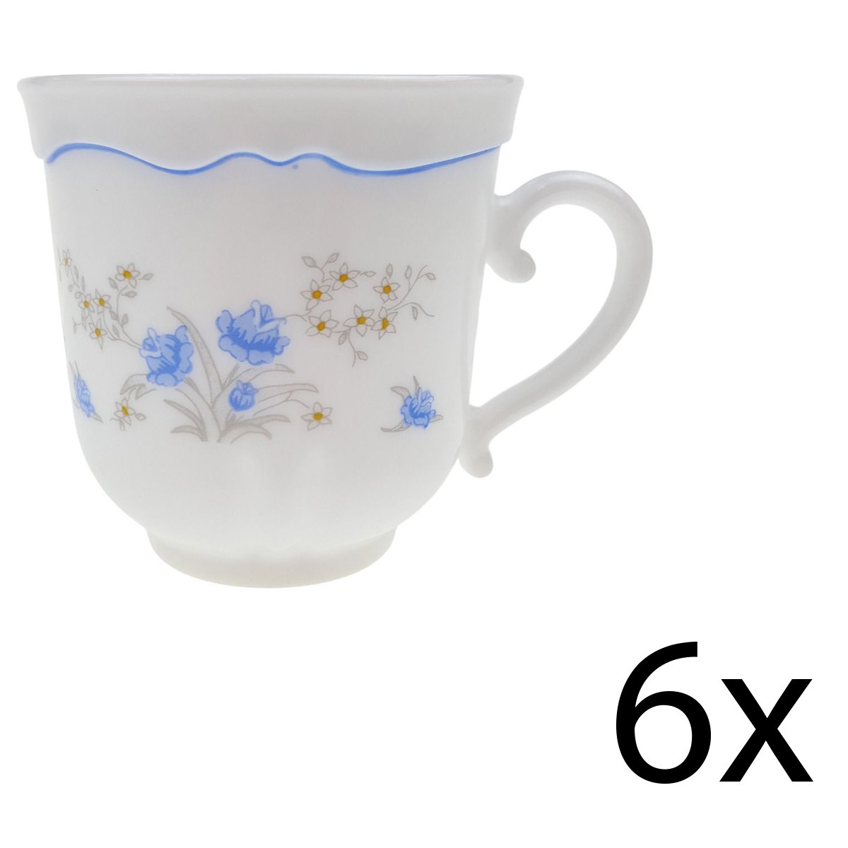 6er Set Kaffeetasse Arcopal Romantique Blaue Blumen gebraucht - sehr gut