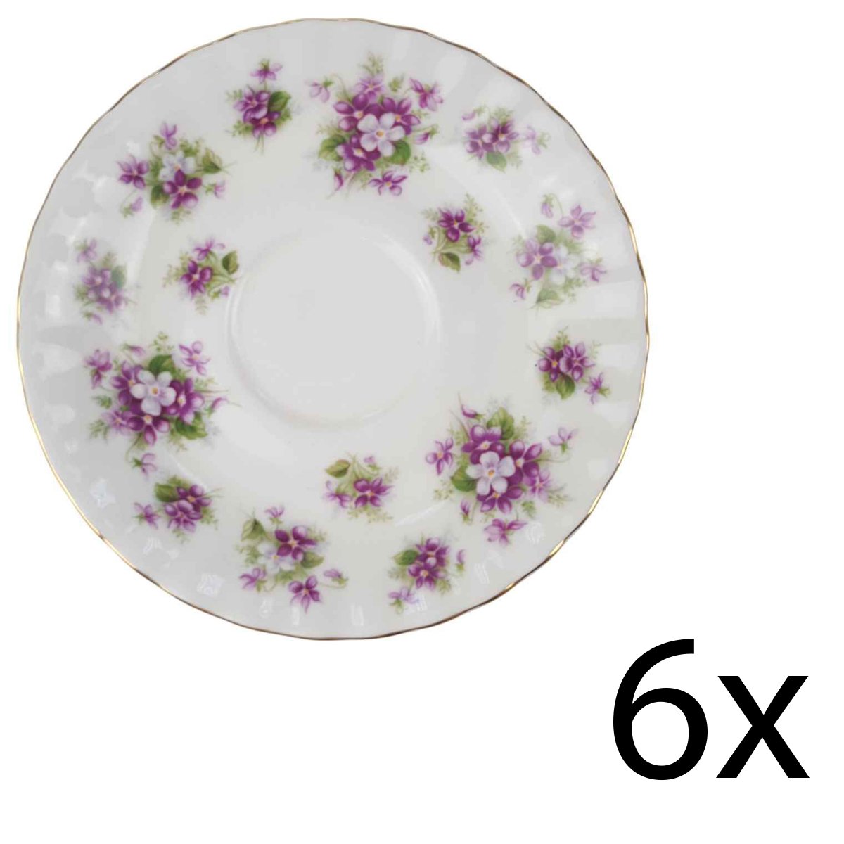 6er Set Untertasse für Kaffee klein 12,2 cm Royal Albert Sweet Violets gebraucht - sehr gut