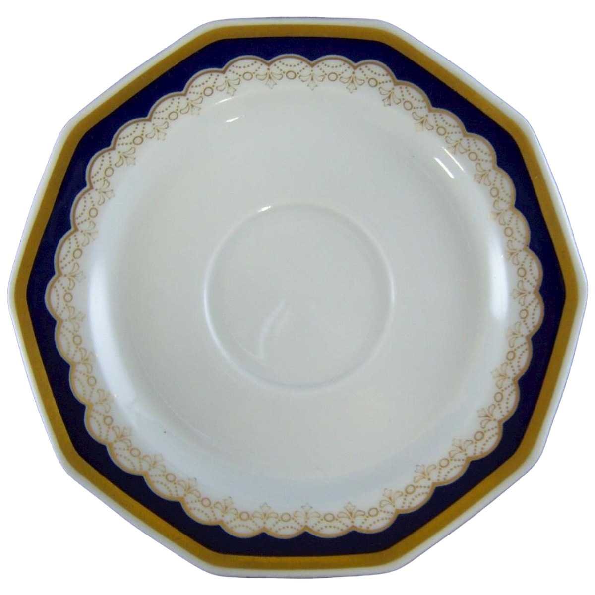 Untertasse für Kaffee Goldrand 14,1 cm Winterling Marktleuthen Kobaltrand mit eckig gebraucht - sehr gut