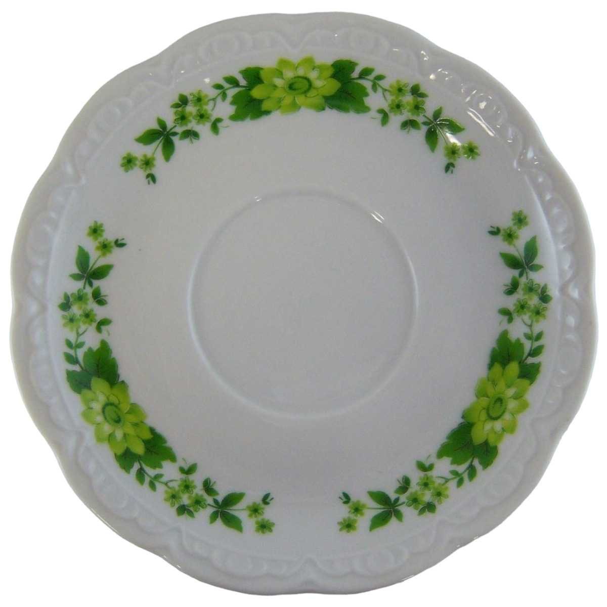 Untertasse für Kaffee 14,7 cm Mitterteich Form 100 grüne Blume gebraucht - sehr gut