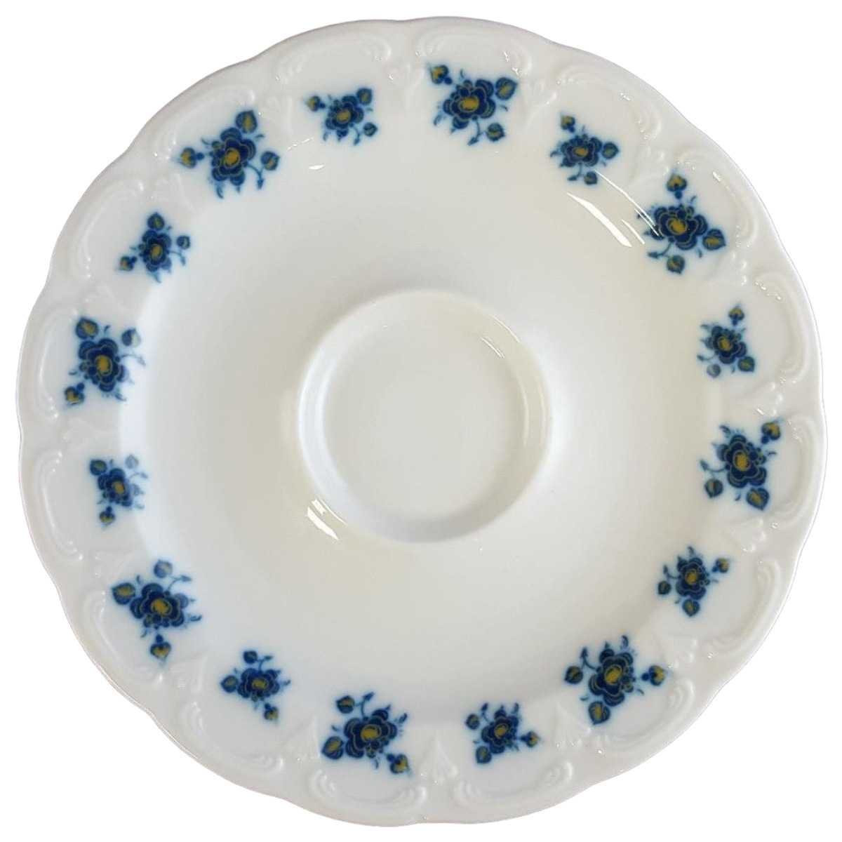 Untertasse für Kaffee 15,2 cm Krautheim Sissy blau gelbe Blumen echt Kobalt gebraucht - sehr gut