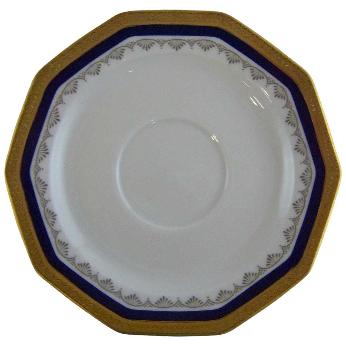 Untertasse für Kaffee 14 cm Winterling Marktleuthen Kobaltrand mit Goldraute eckig gebraucht - sehr gut