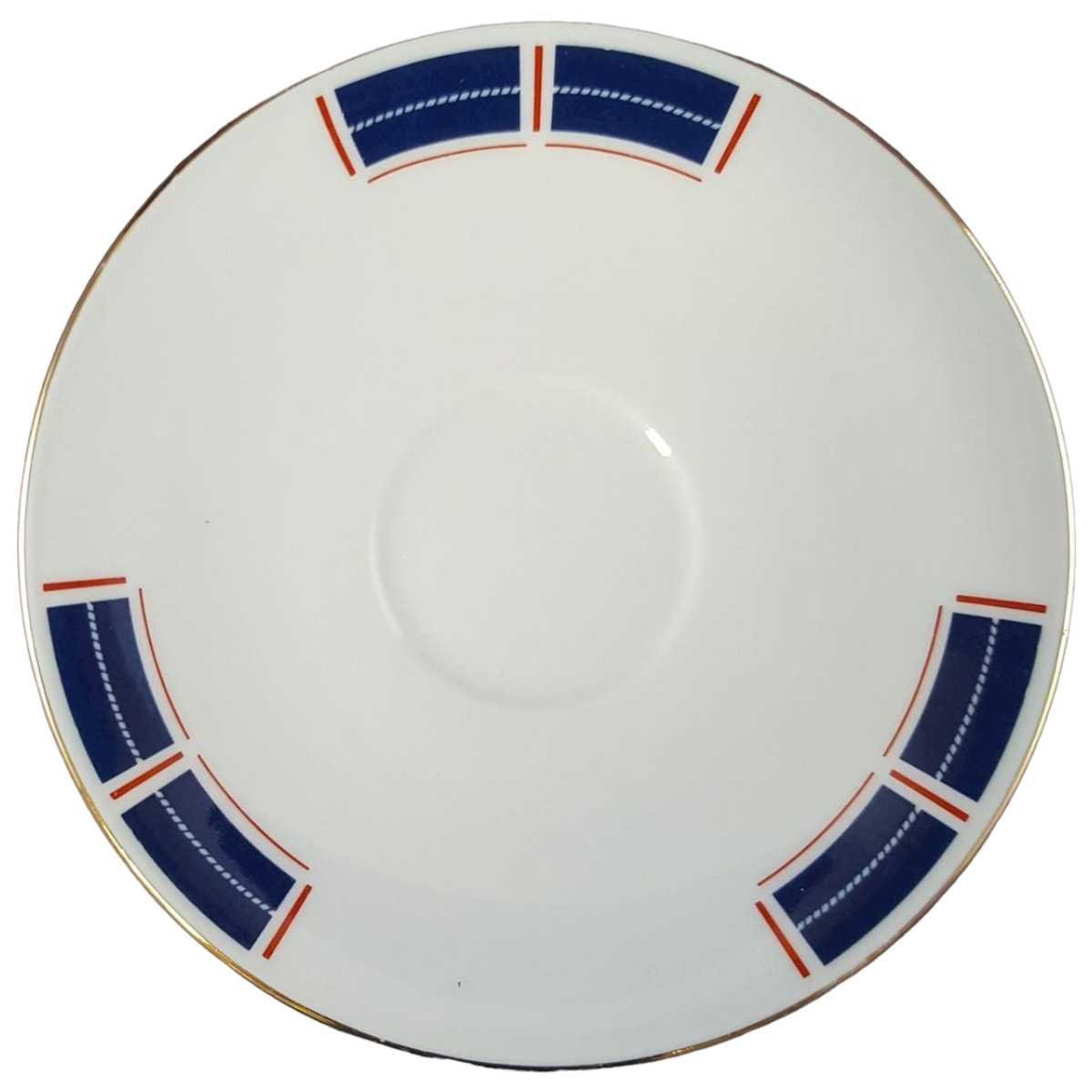 Untertasse für Kaffee Goldrand 14,4 cm Seltmann Weiden Blau Rot mit gebraucht - gut