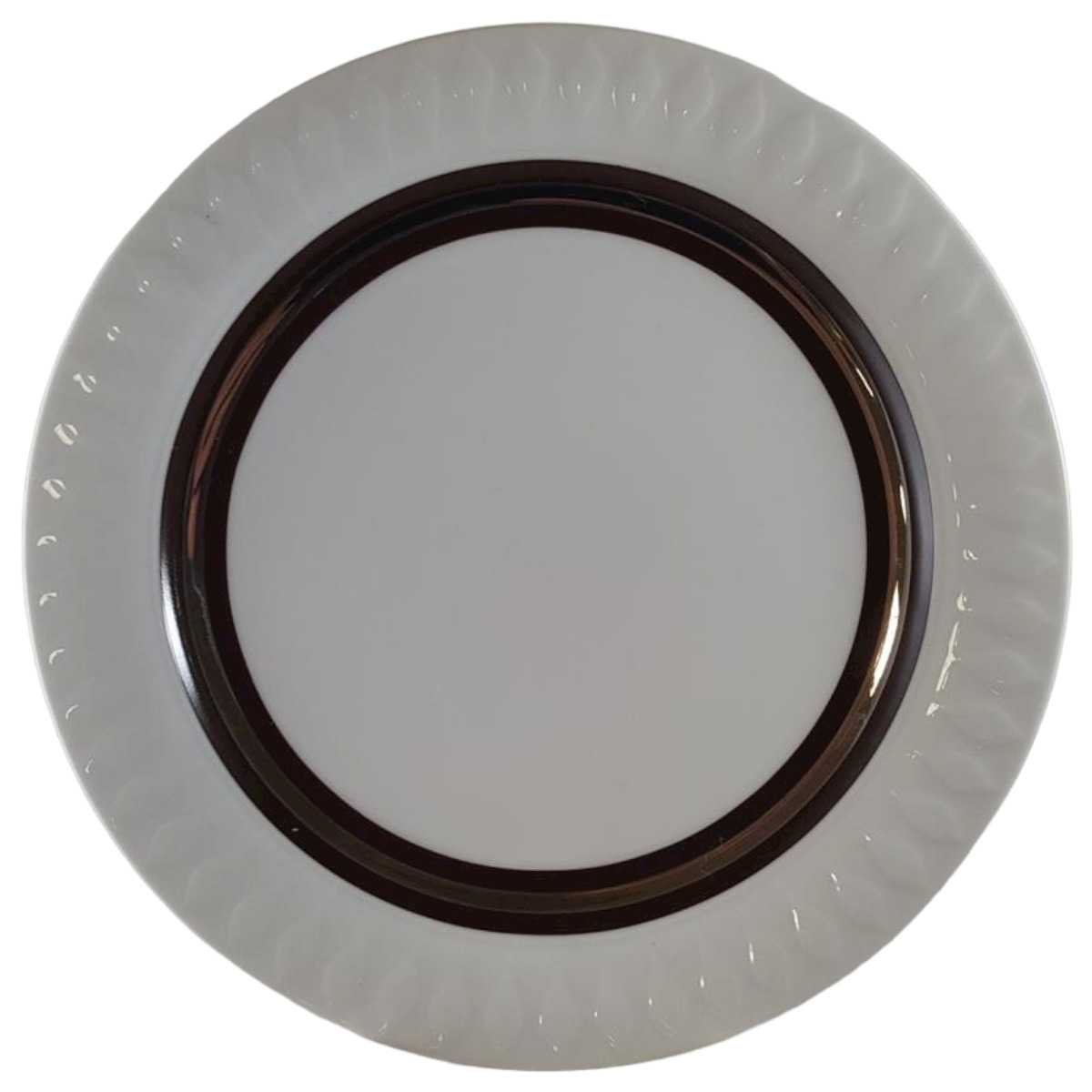 Kuchenteller Dessertteller Frühstücksteller 18,9 cm Thomas Porzellan Lanzette Platin Braun gebraucht - gut