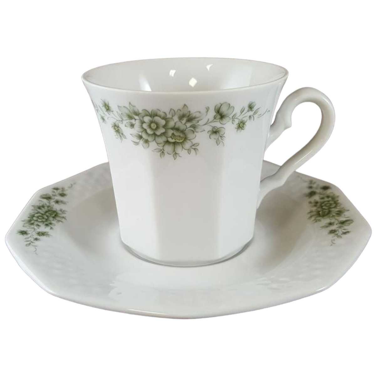 Kaffeetasse & Untertasse Winterling Röslau grüne Blumen Grün gebraucht - gut