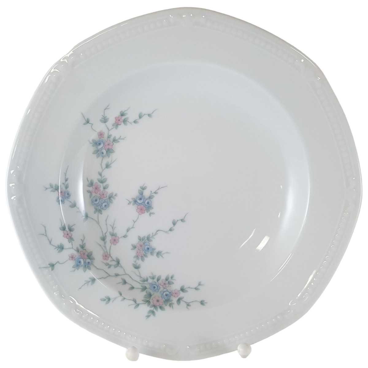 Suppenteller 23 cm Mitterteich Form 2040 Sissi Blau Rosa Blumendekor Blumen gebraucht - sehr gut