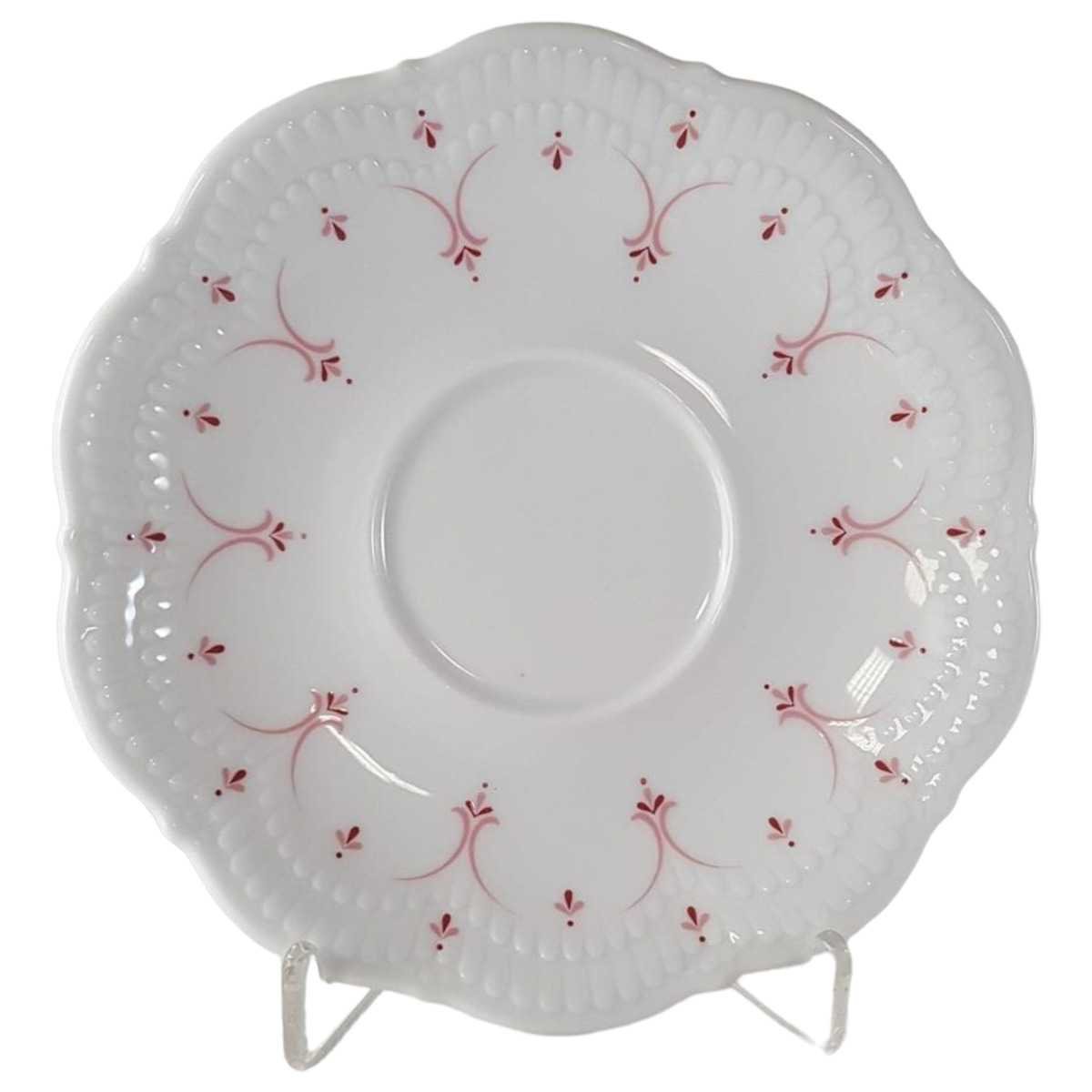 Untertasse für Kaffee 14,2 cm Schirnding Bavaria Opera rosa Dekor gebraucht - gut