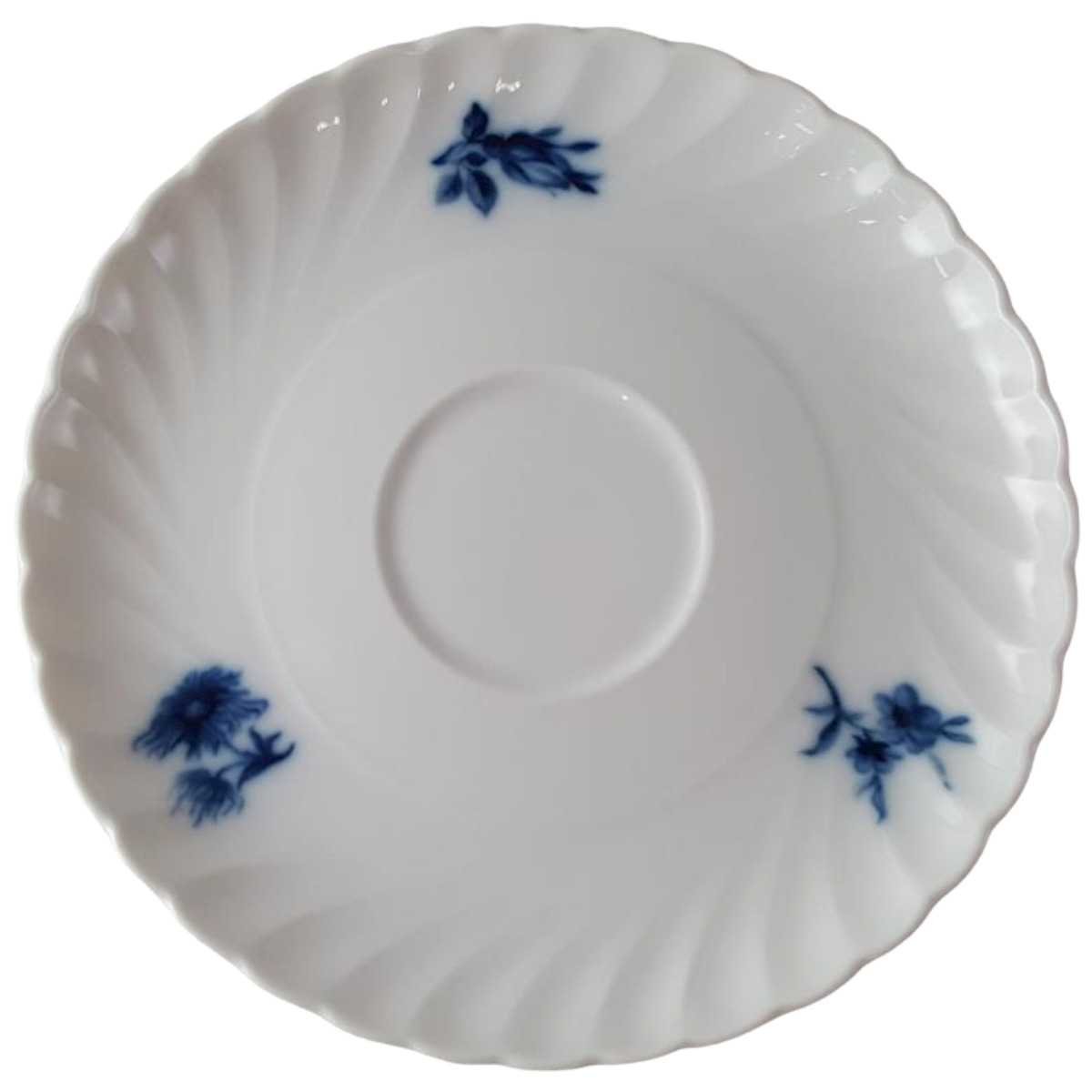 Untertasse für Kaffee 14,8 cm Royal Tettau Annette blaues Blumendekor Blumen gebraucht - sehr gut blauer Stempel