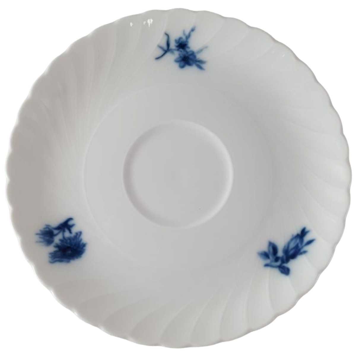 Untertasse für Kaffee 14,8 cm Royal Tettau Annette blaues Blumendekor Blumen gebraucht - sehr gut grüner Stempel