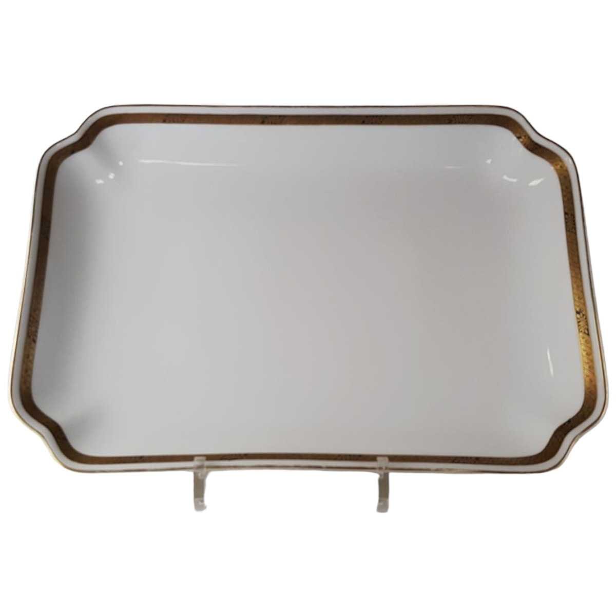 Servierplatte Speiseplatte Fleischplatte Steakplatte 35,3x24,2 cm Hutschenreuther Hohenberg Dekor Schwarz Gold Weiß gebraucht - gut