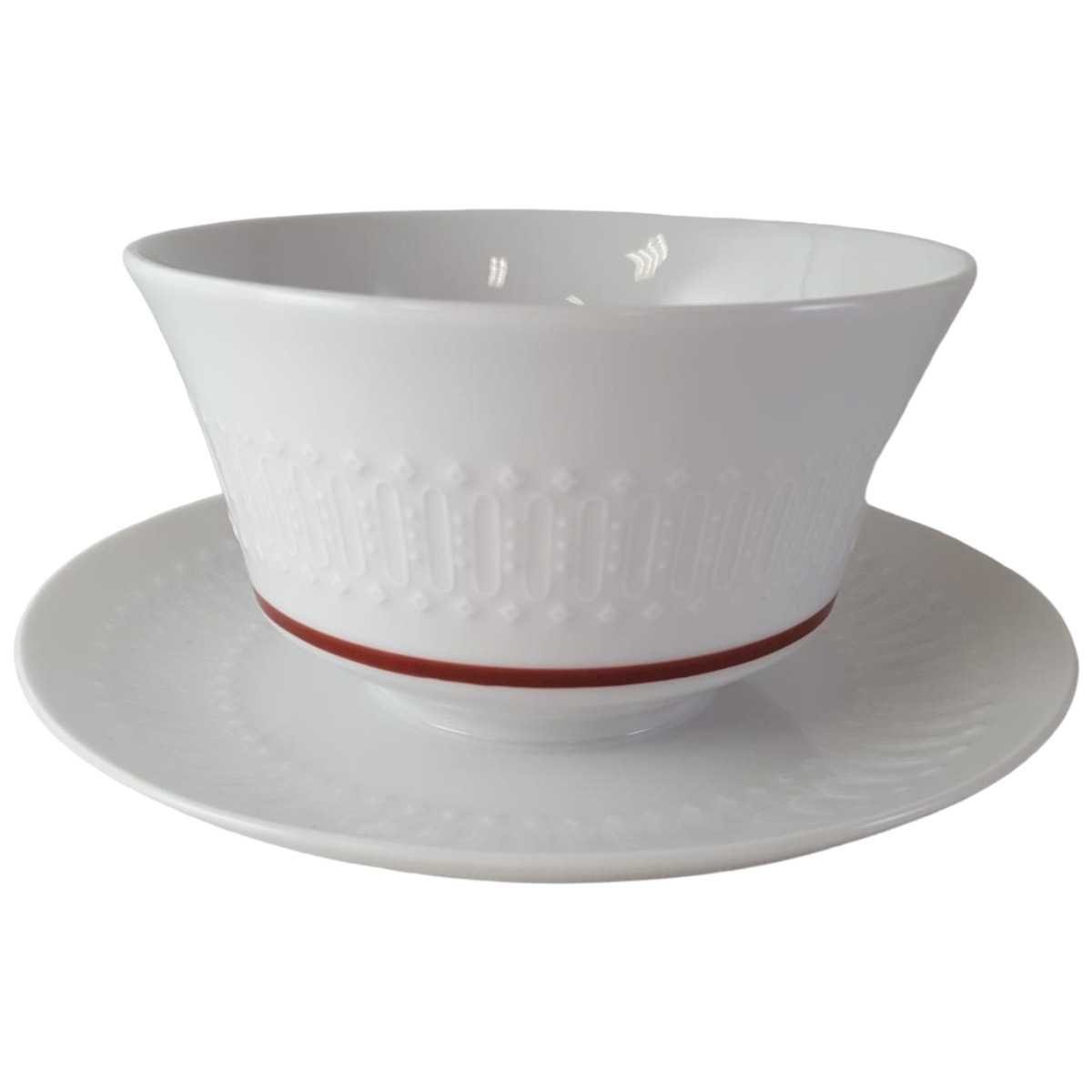 Sauciere Winterling Kirchenlamitz Weiß mit braunem Streifen gebraucht - sehr gut