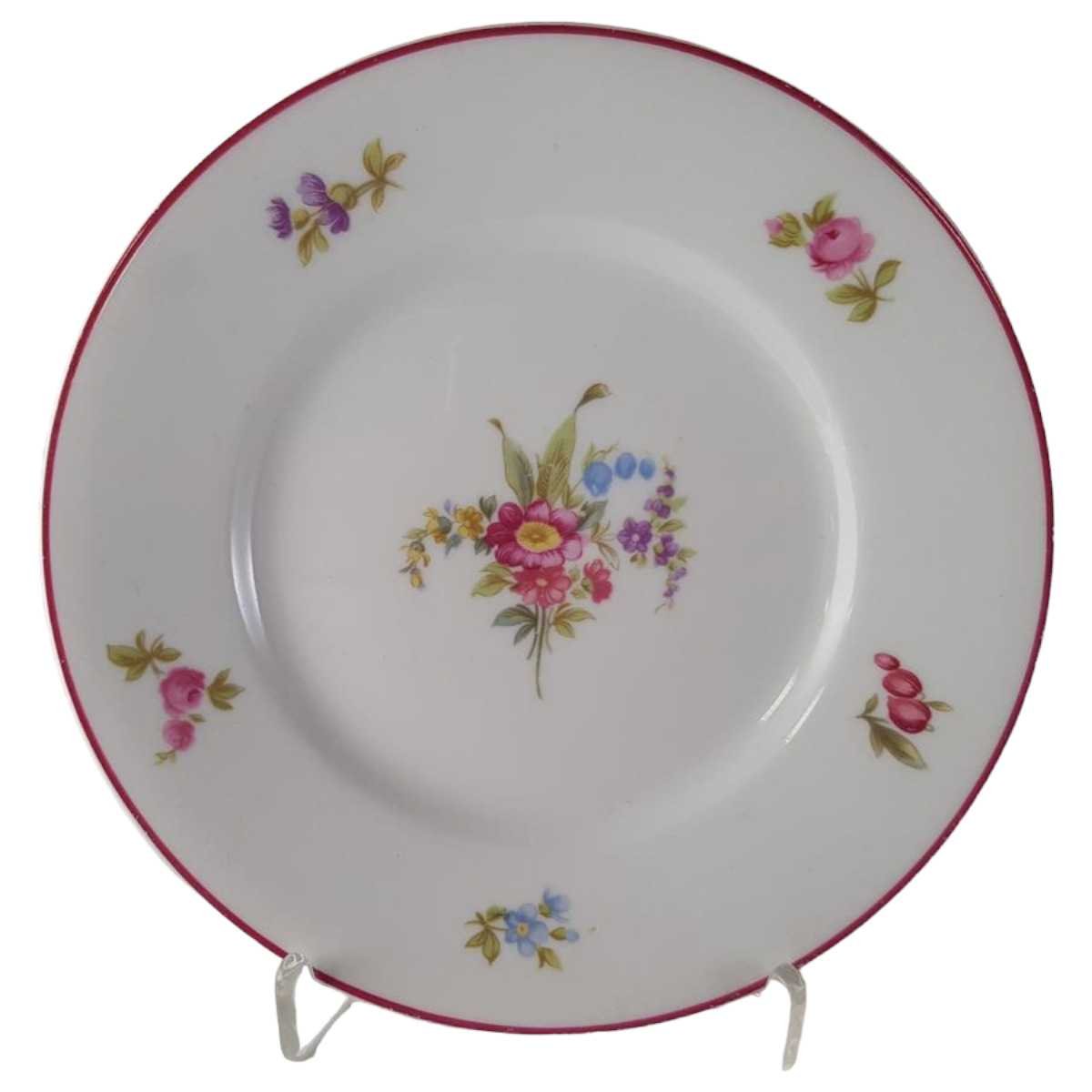 Brotteller 16,2 cm Hutschenreuther Olivia bunte Blumen roter Rand Dekor 2