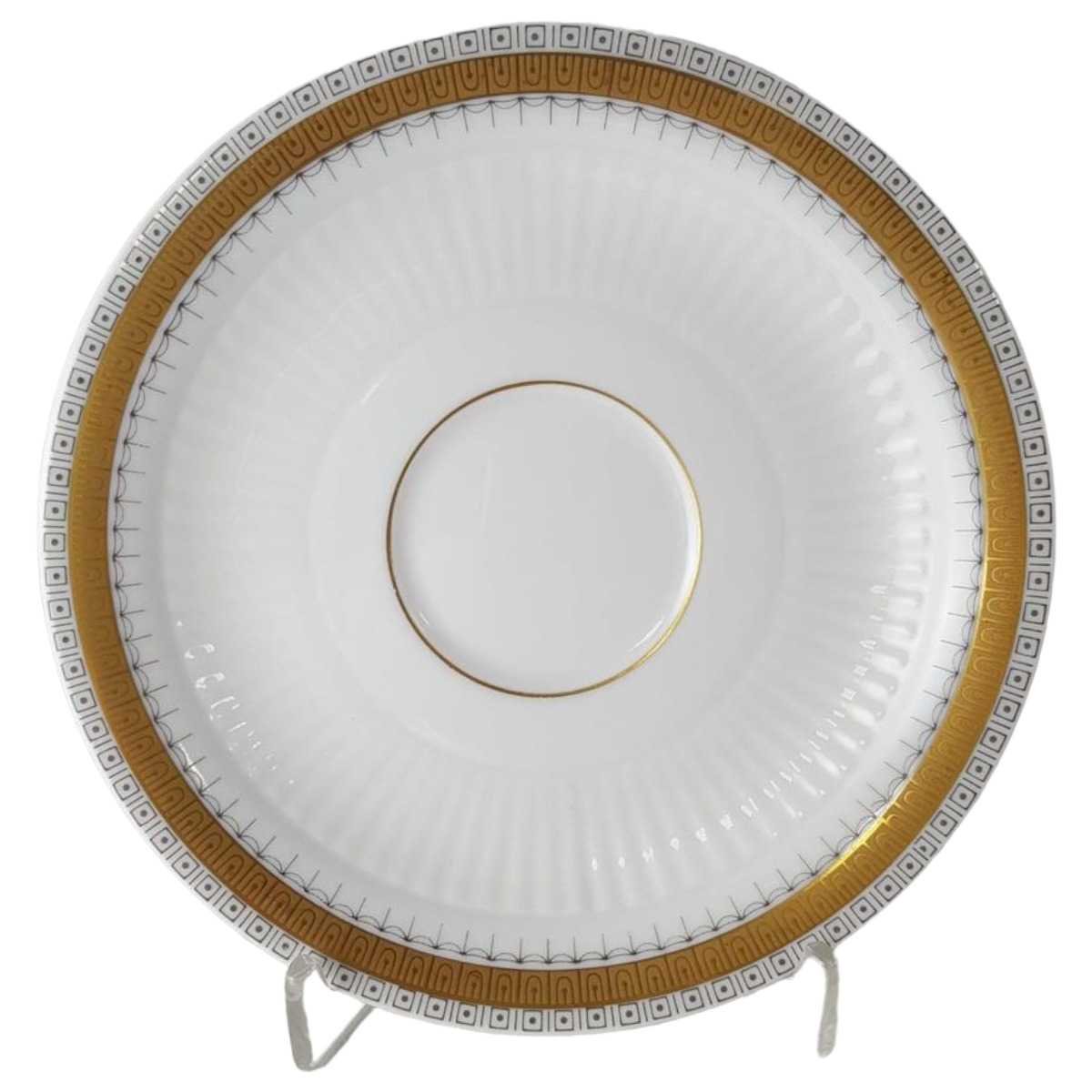 Untertasse für Kaffee 15,1 cm Seltmann Weiden Vohenstrauß Grau Gold Dekor gebraucht - sehr gut