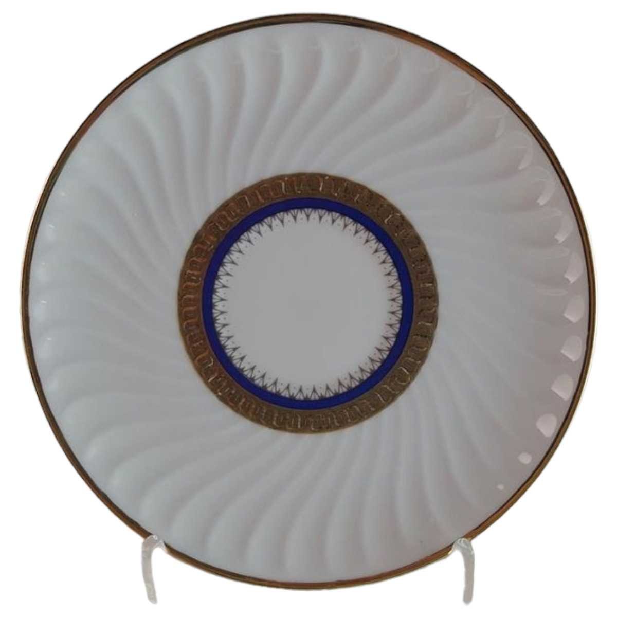 Untertasse für Kaffee Goldrand 14,2 cm Bareuther Waldsassen Reliefdekor blau gebraucht - akzeptabel