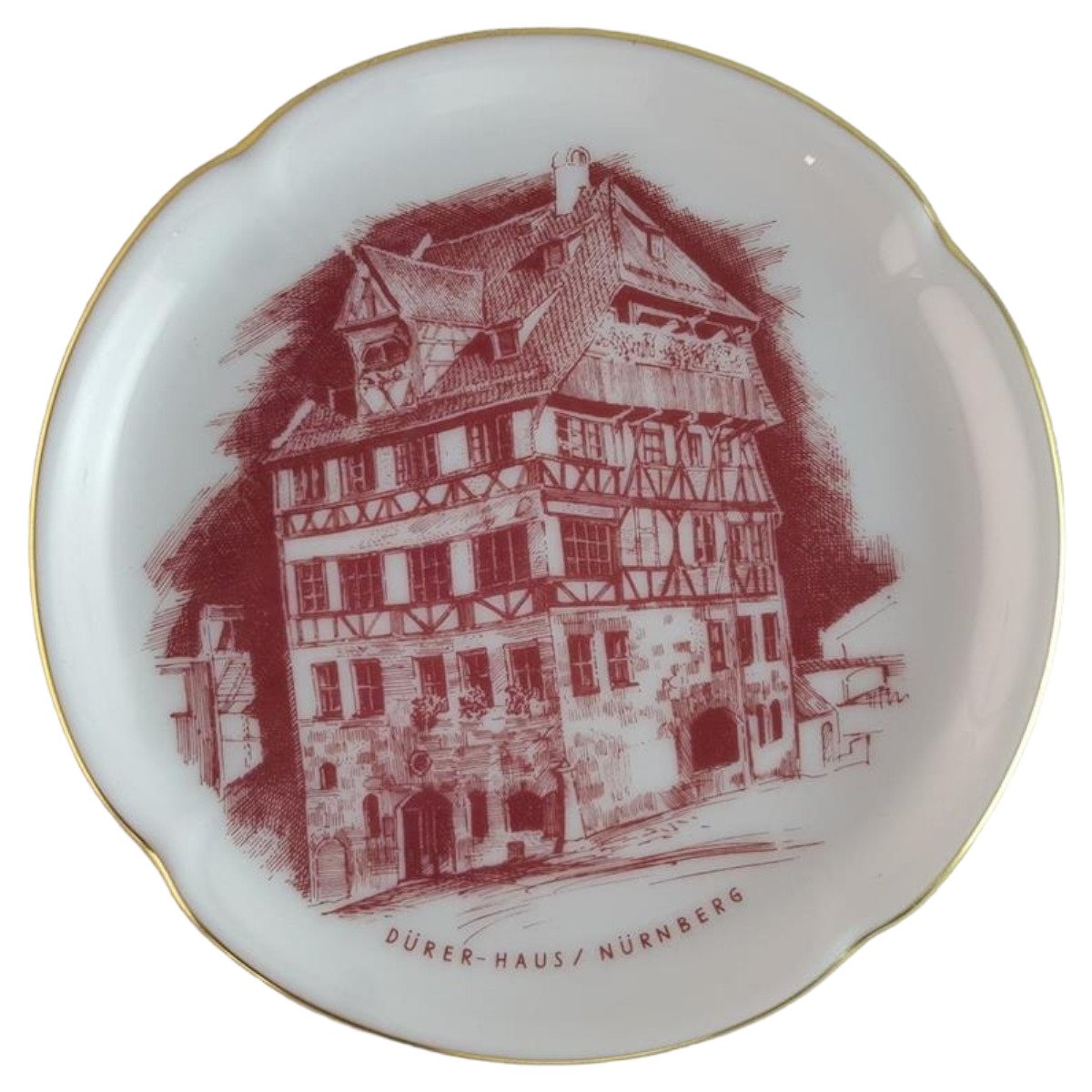 Untersetzer Glasuntersetzer Teebeutelablage 10,3 cm Porzellan Manufaktur München Dürer Haus Nürnberg gebraucht - sehr gut