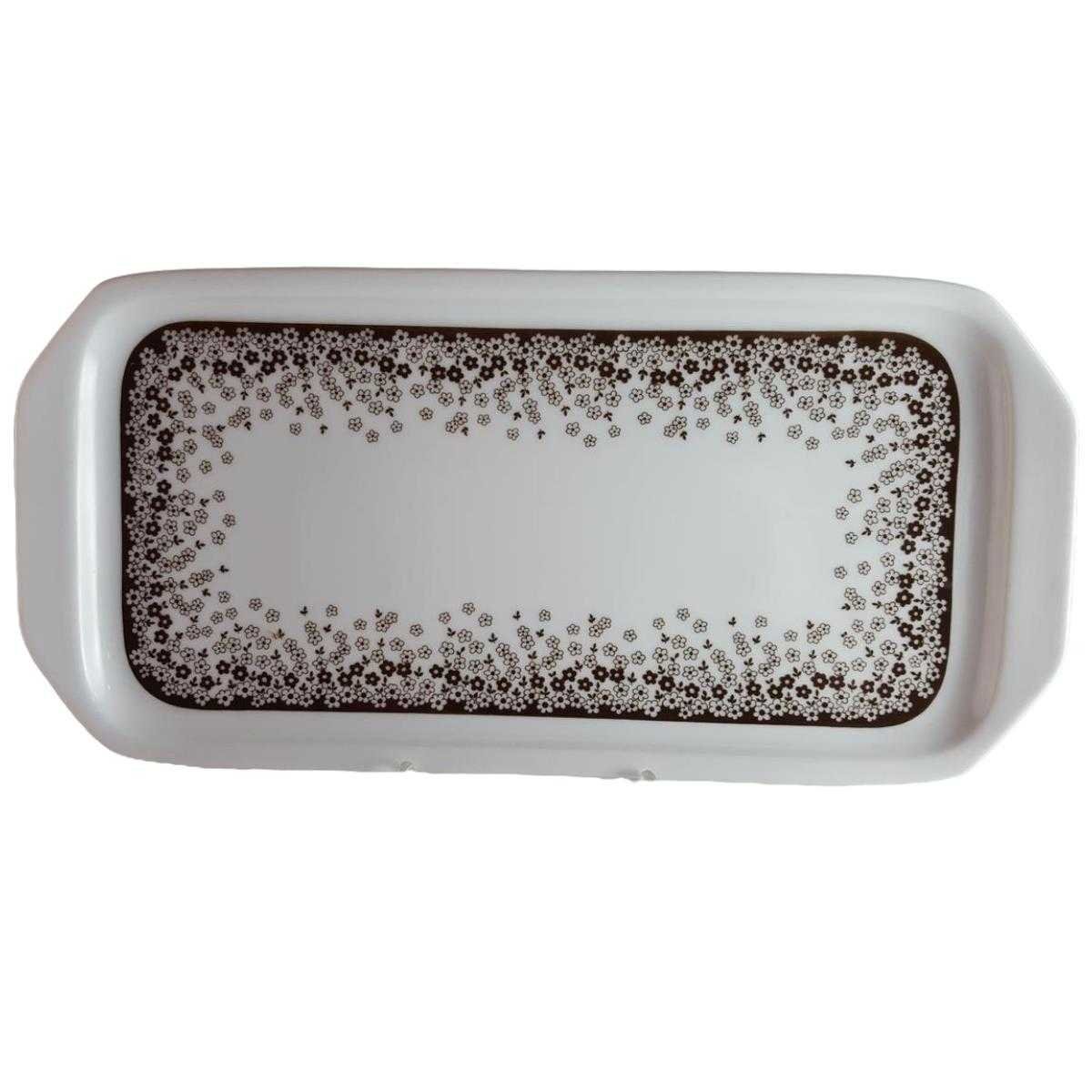 Dessertteller Königskuchenplatte Tortenplatte Kuchenplatte Tortenständer Arabella Atelier Blumendekor braun Blumen gebraucht - akzeptabel