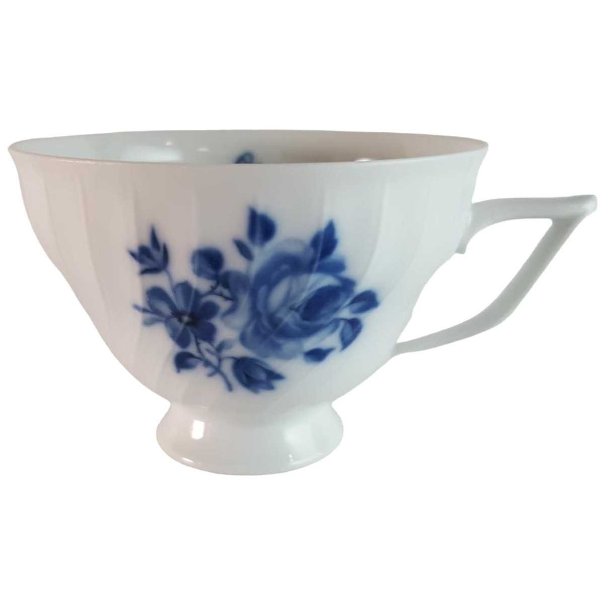 Kaffeetasse Tasse Royal Tettau Annette blaues Blumendekor Blumen gebraucht - sehr gut grüner Stempel